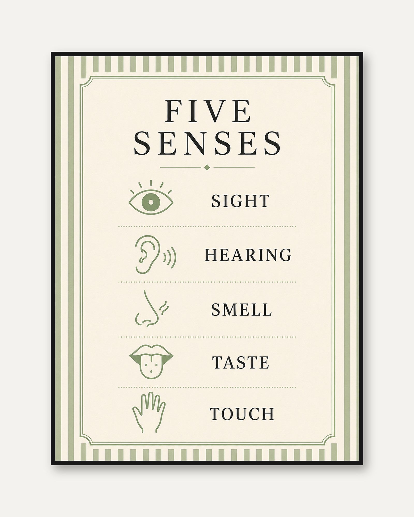Five Senses Poster – Educational Wall Art - framed