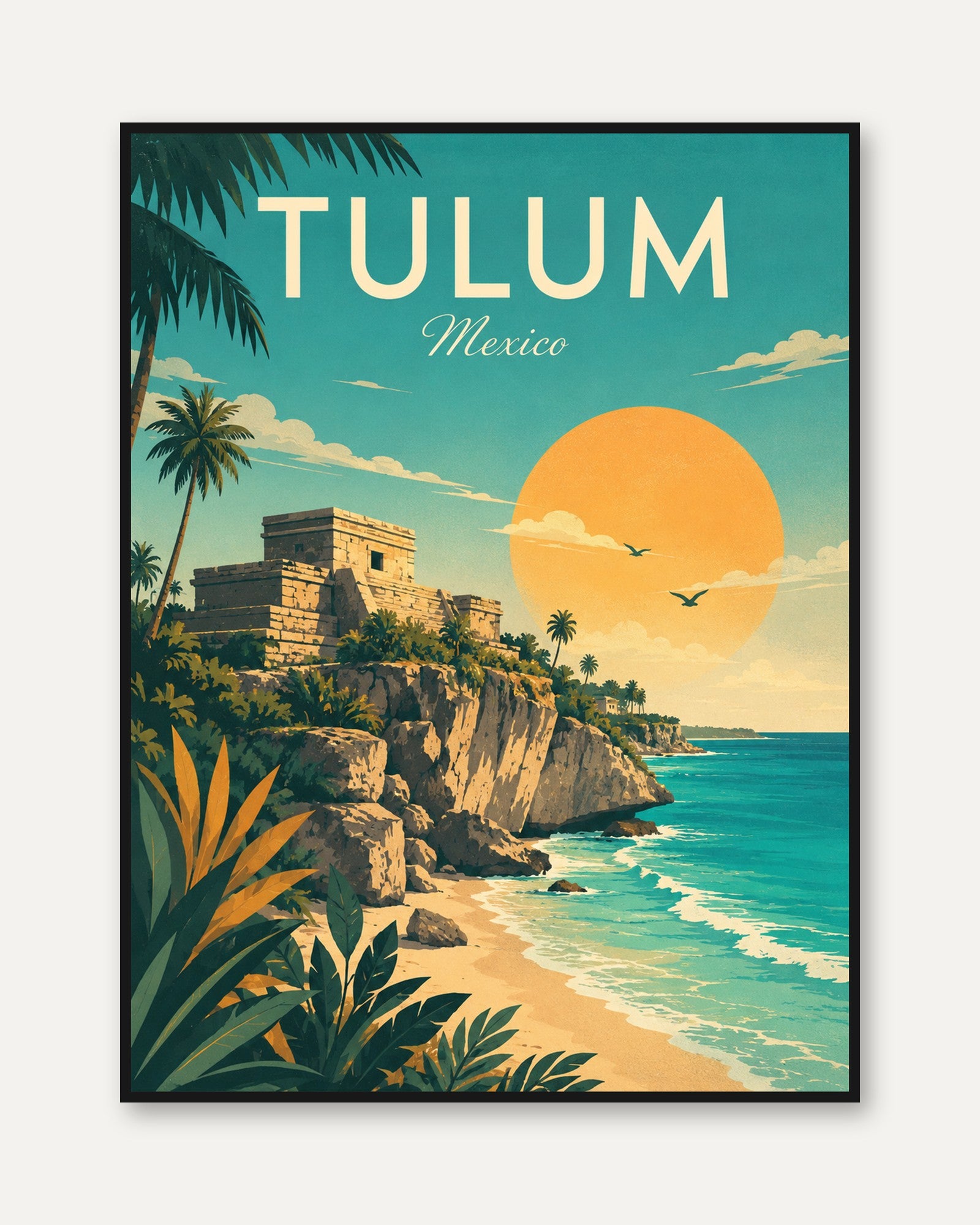 Tulum Travel Poster – Mexico Wall Art - framed