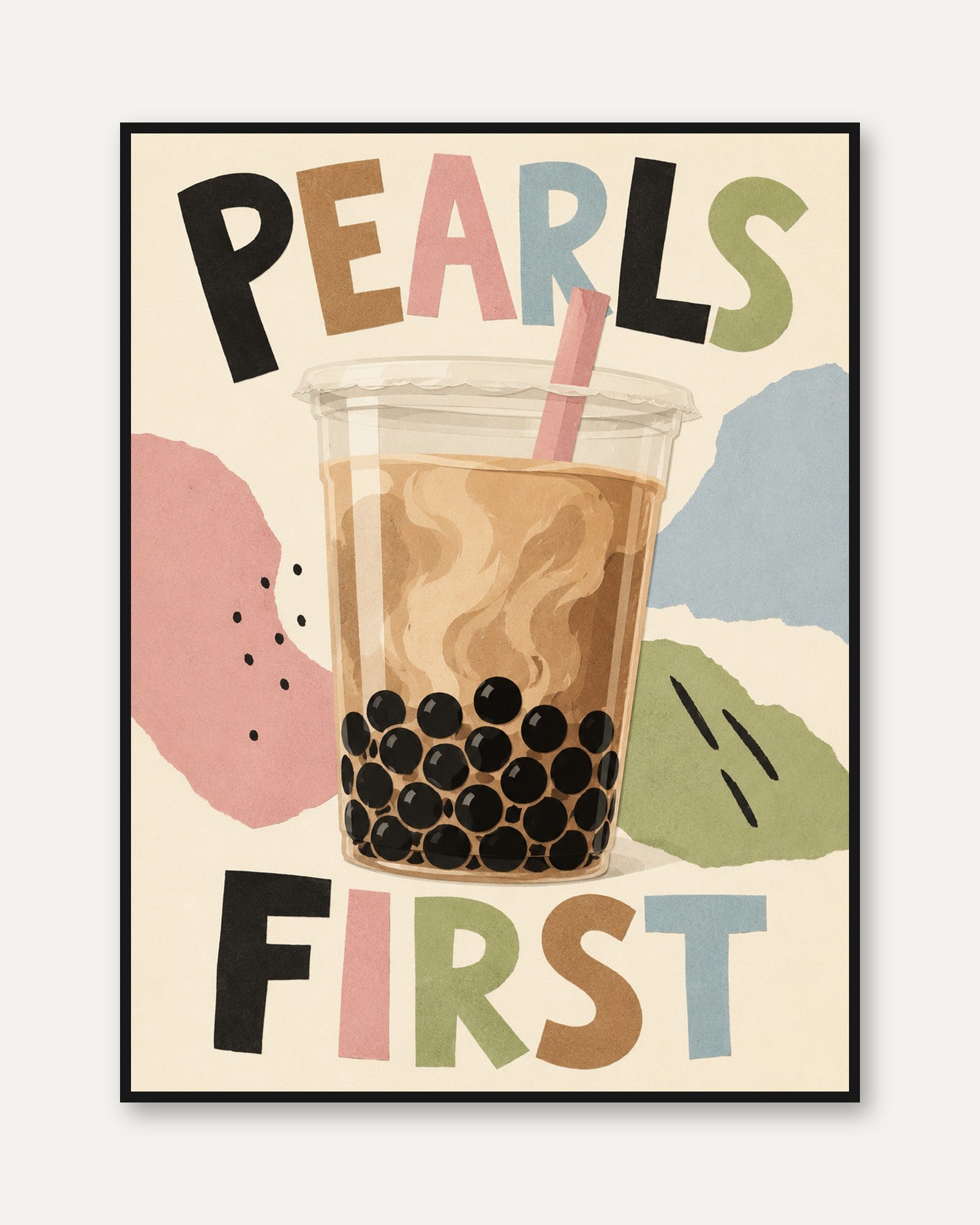 Boba Tea Wall Art – Bubble Tea Print - framed