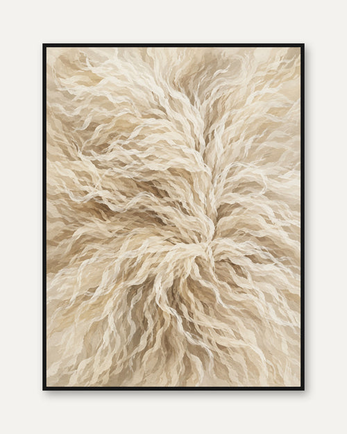 Abstract Feather Wall Art – Neutral Organic Print - framed