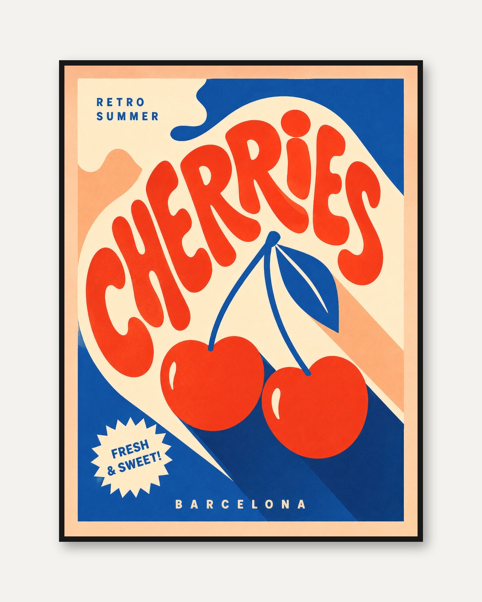 Retro Cherries Print - framed