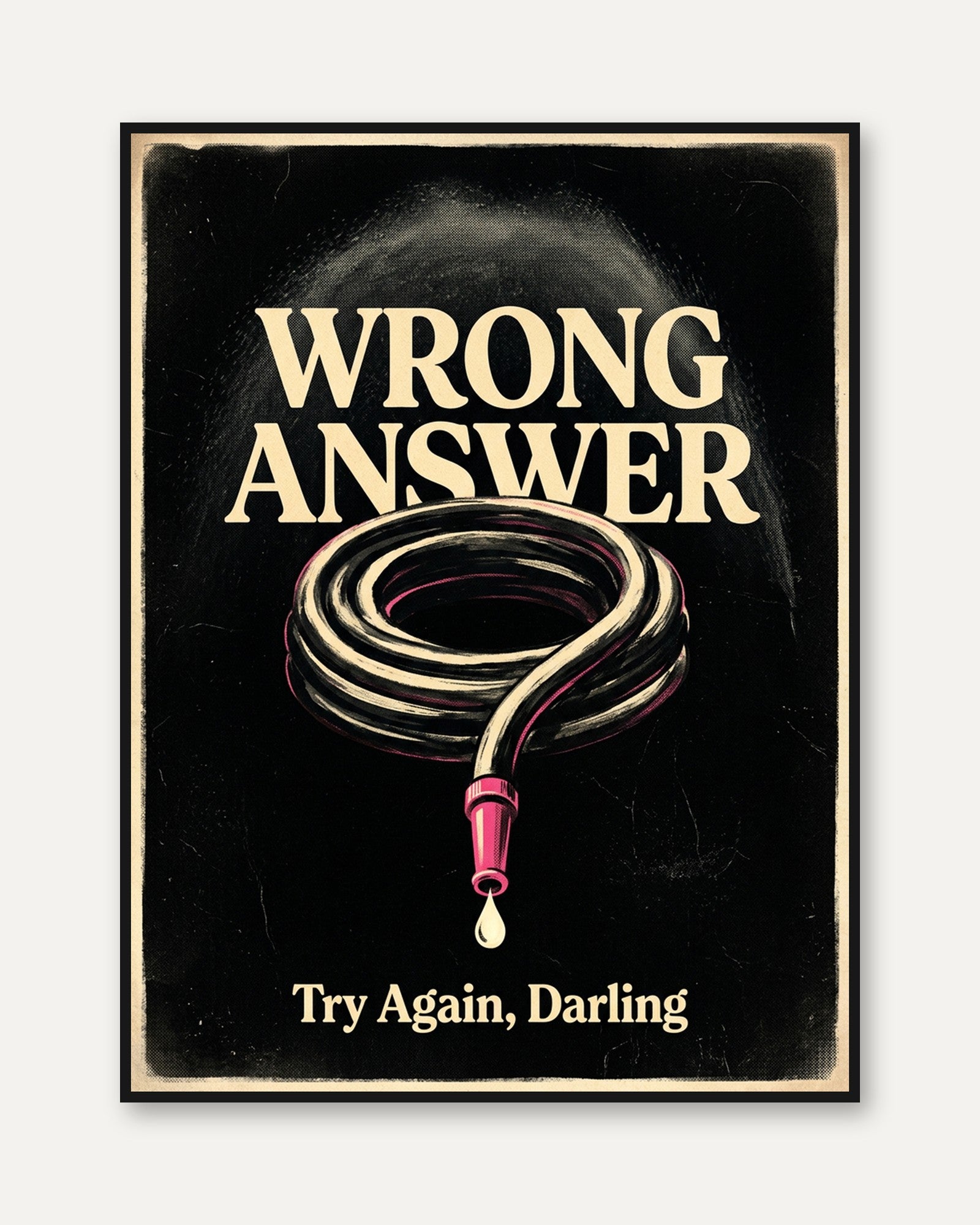 Wrong Answer Vintage Poster: Retro Typography Wall Art - framed