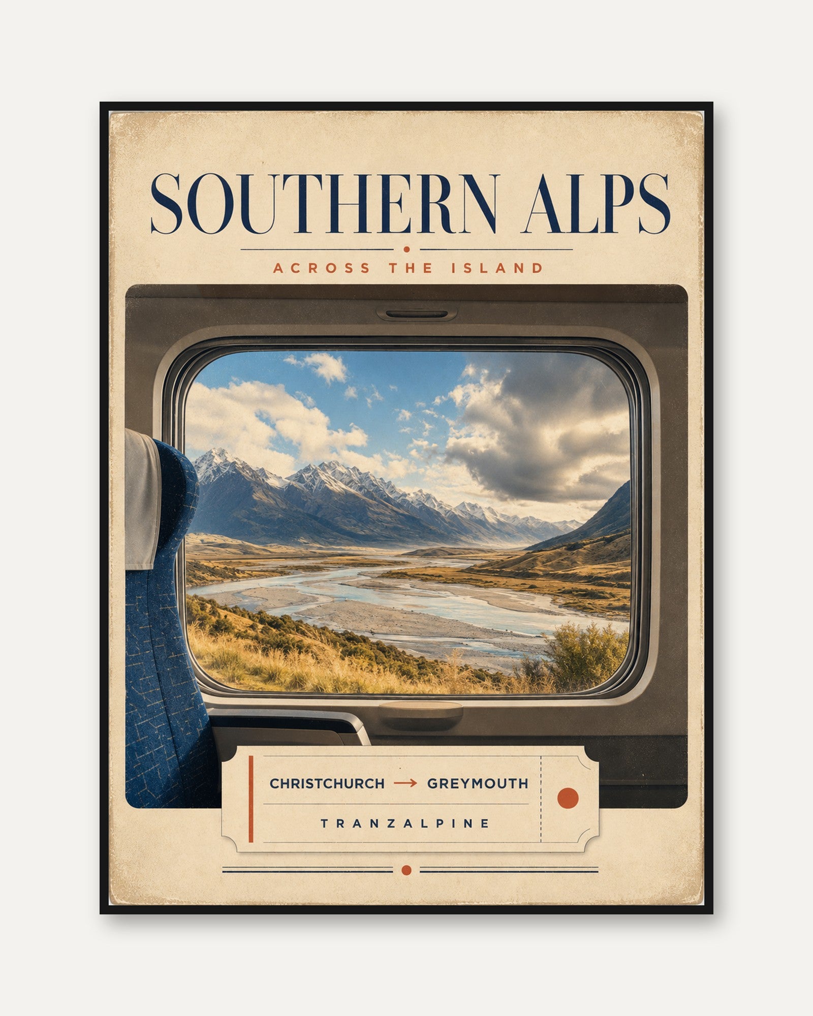 New Zealand Travel Poster - framed