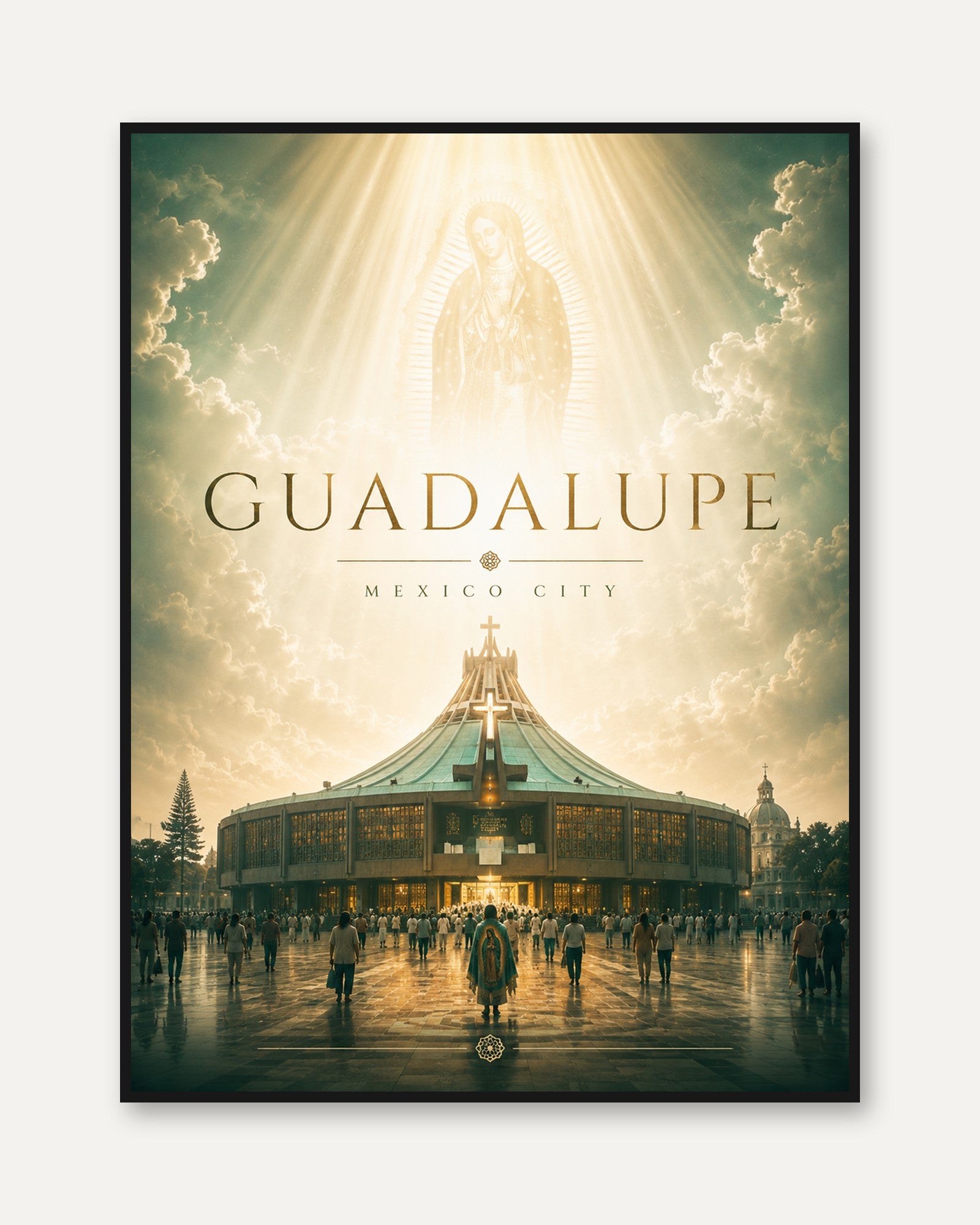 Mexico City Poster – Guadalupe Travel Print - framed
