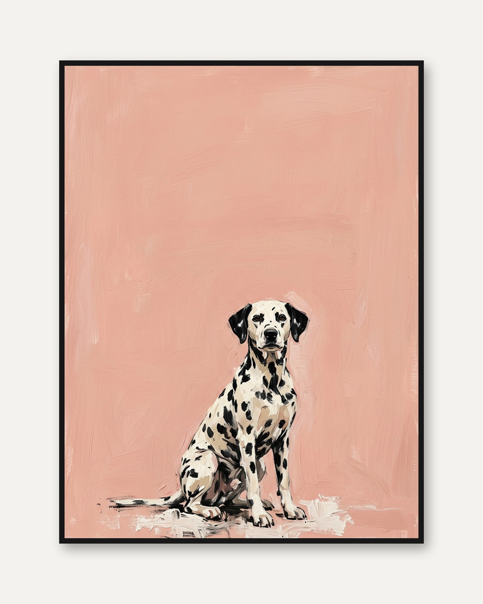 Dalmatian Dog Art Print — Hand-Painted Portrait on Pink - framed