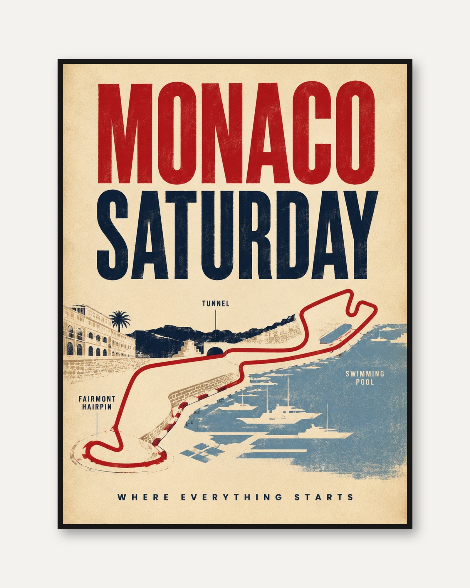 Monaco Grand Prix Poster – Vintage Racing Print - framed