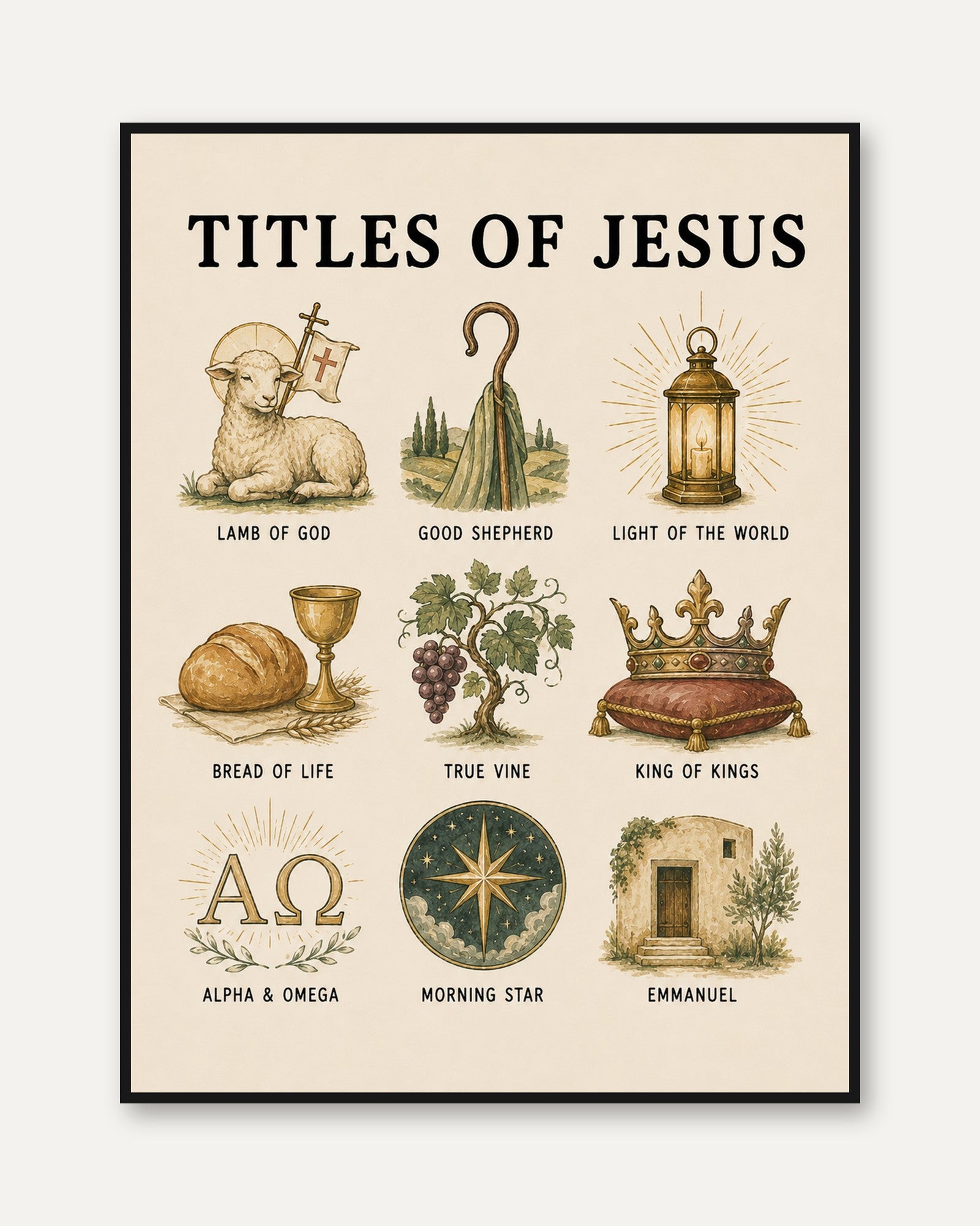 Titles of Jesus Religious Print - framed