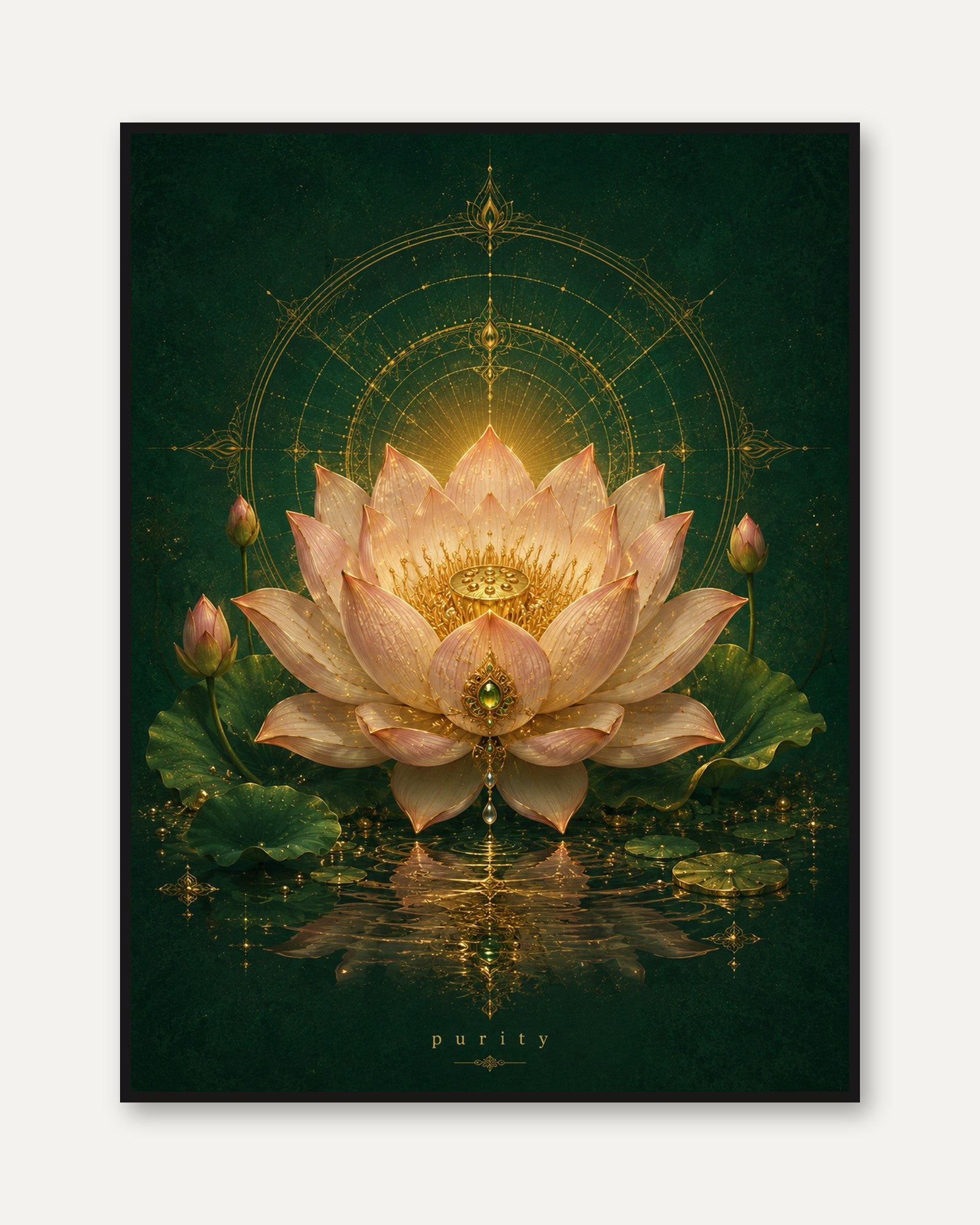 Lotus Flower Wall Art – Spiritual Wall Decor - framed