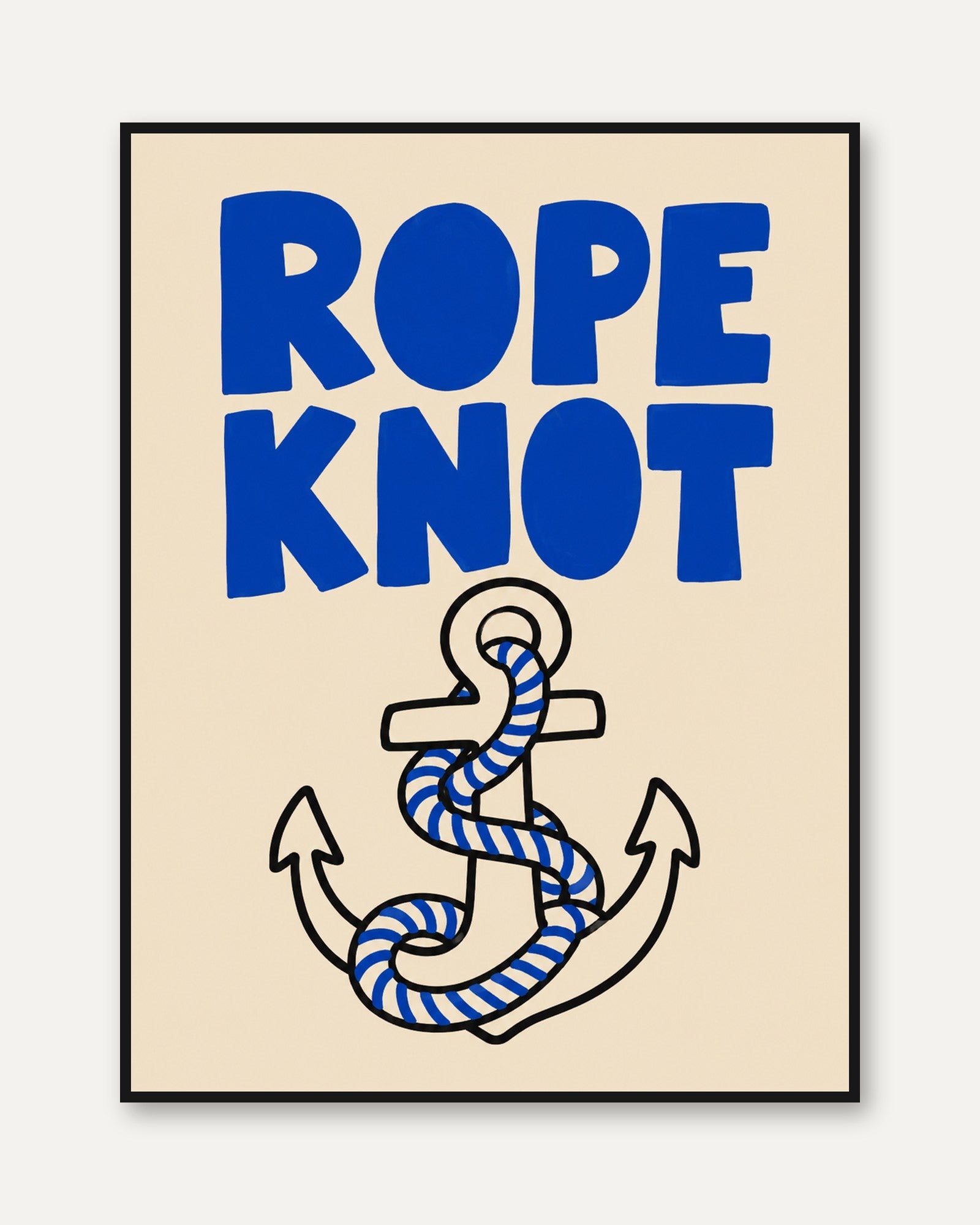 Nautical Wall Art – Rope Knot Anchor Print - framed