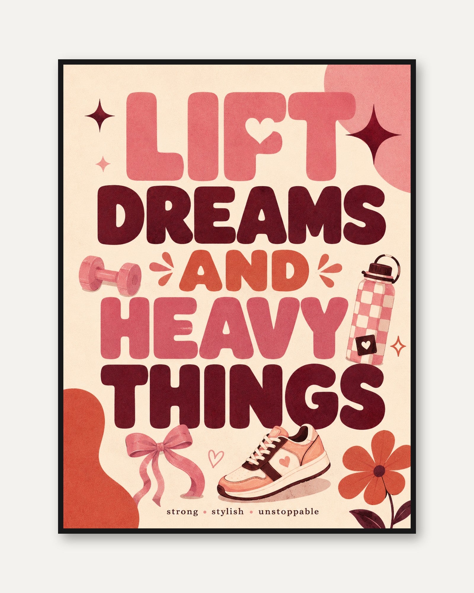 Fitness Wall Art: Inspirational Gym Quote - framed