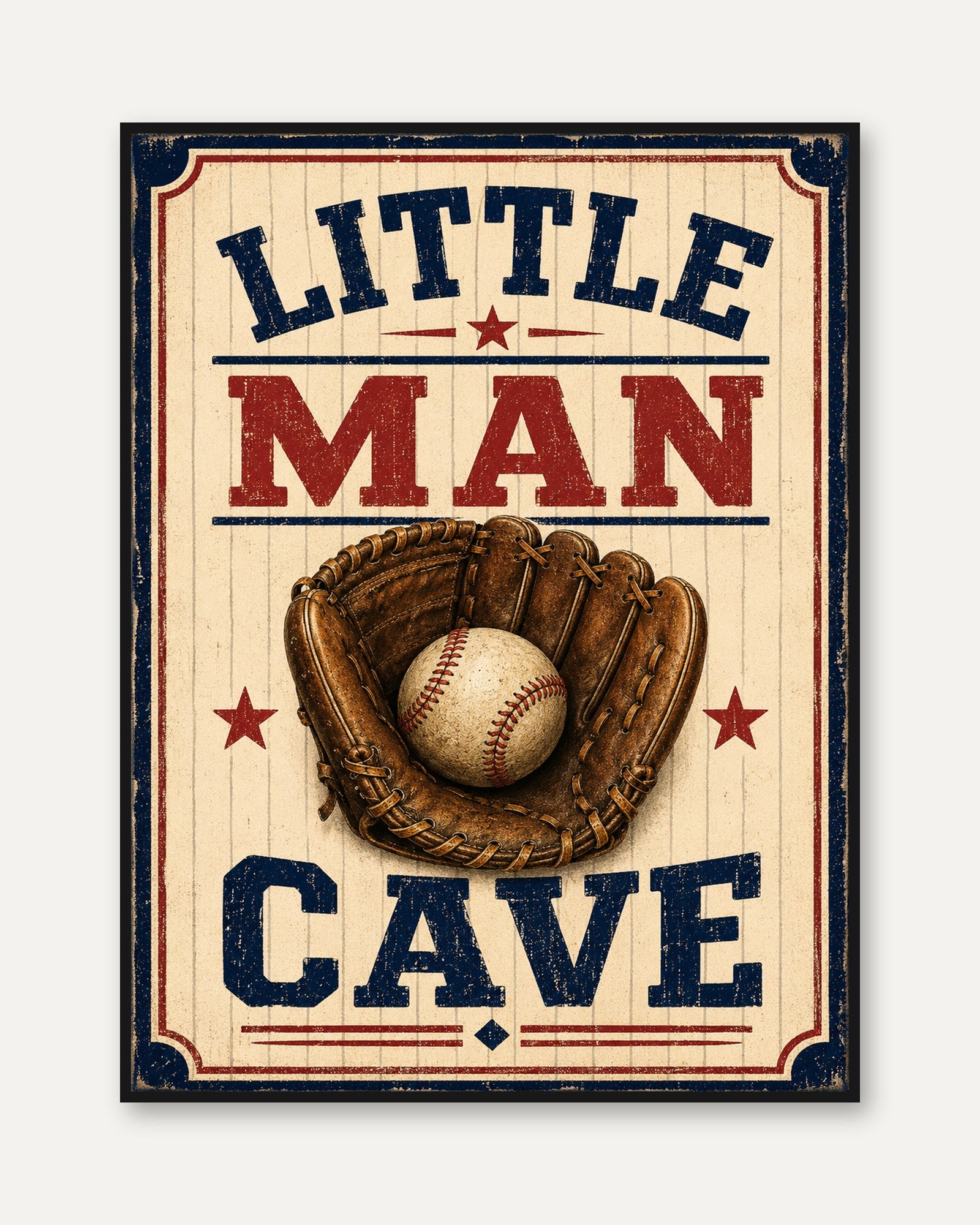 Man Cave Wall Art – Baseball Print - framed