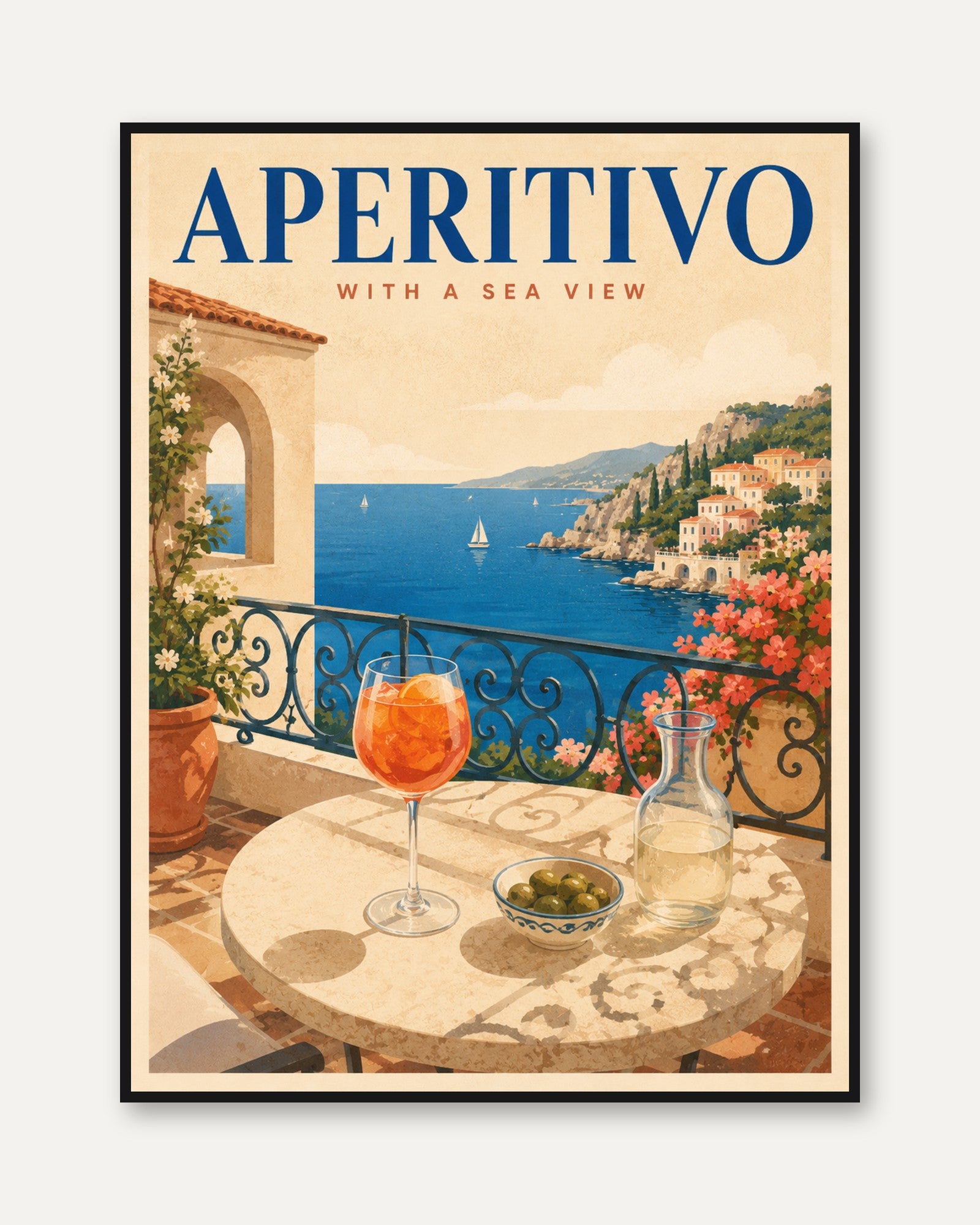 Aperitivo Wall Art – Italian Coastal Print - framed