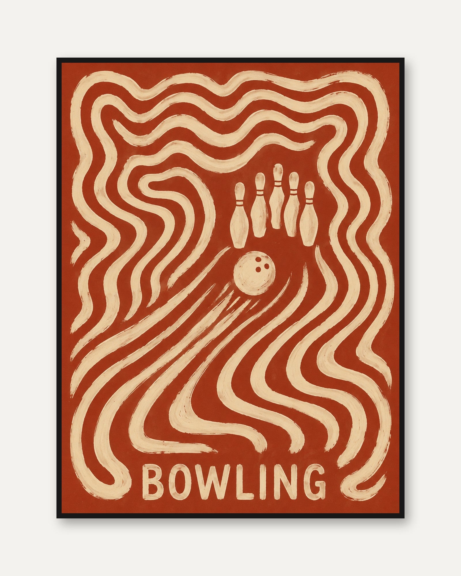 Bowling Wall Art – Retro Sports Poster - framed
