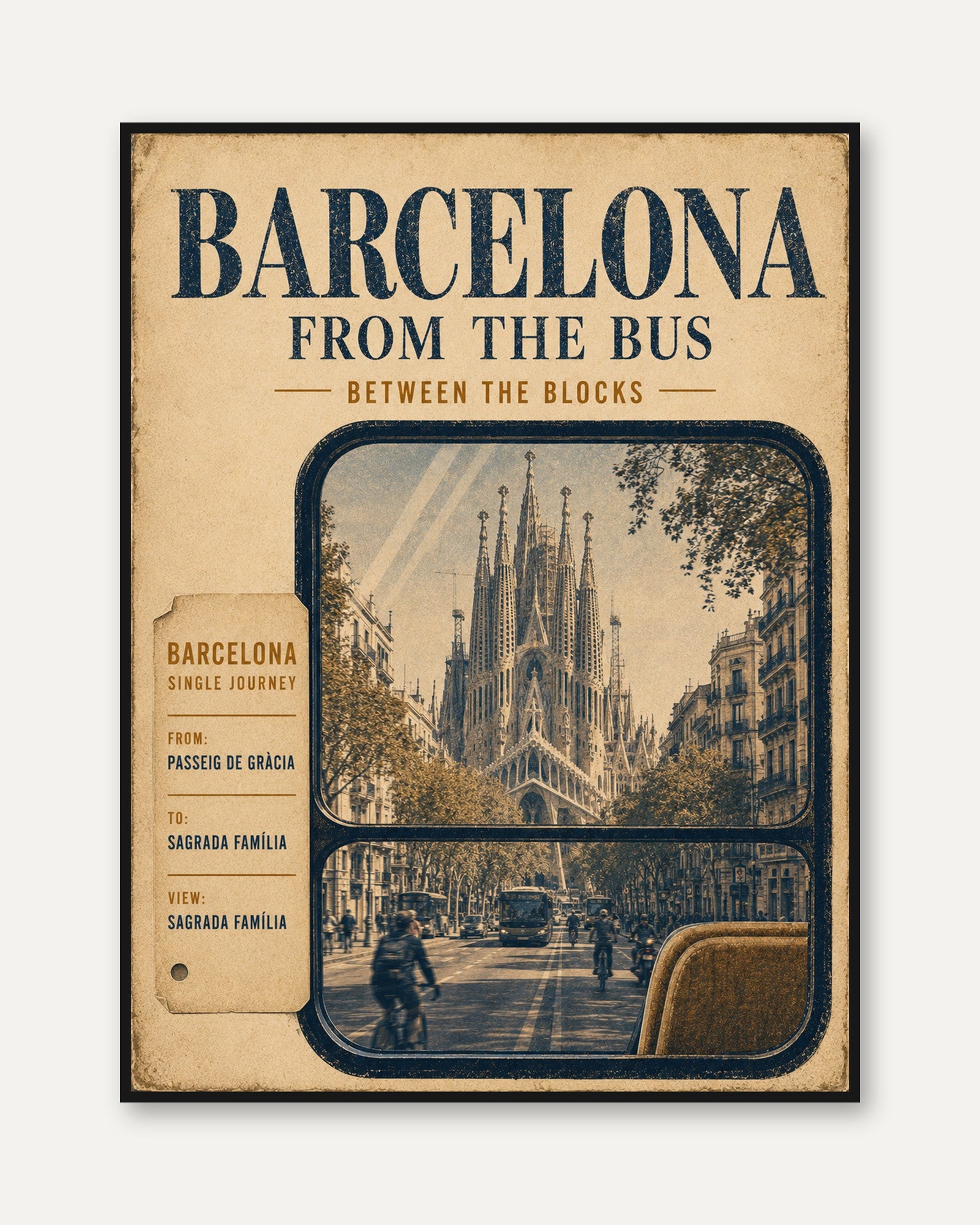 Barcelona Travel Poster – Vintage Spain Wall Art - framed