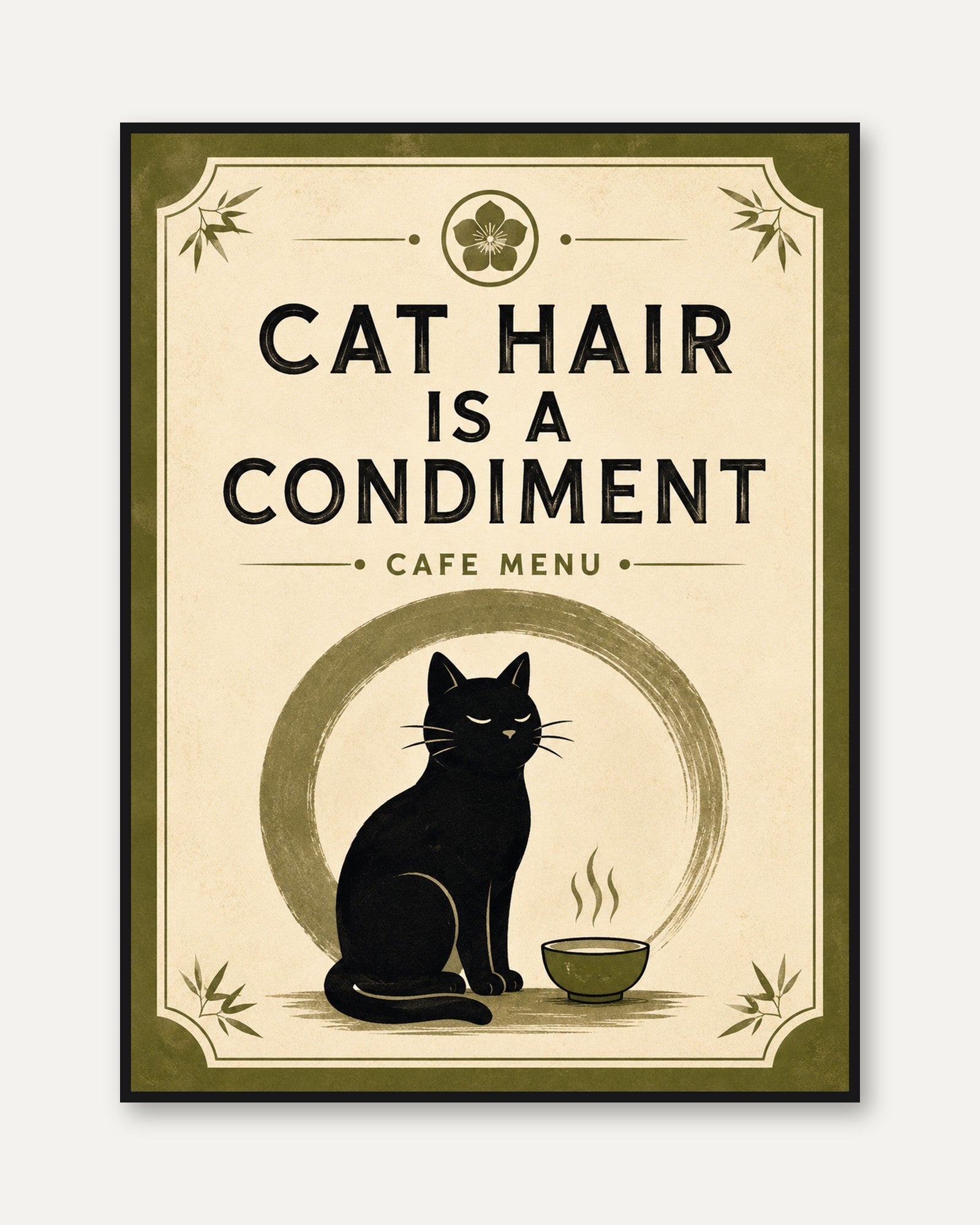Cat Hair Is A Condiment Print: Vintage Cafe Menu Wall Art - framed