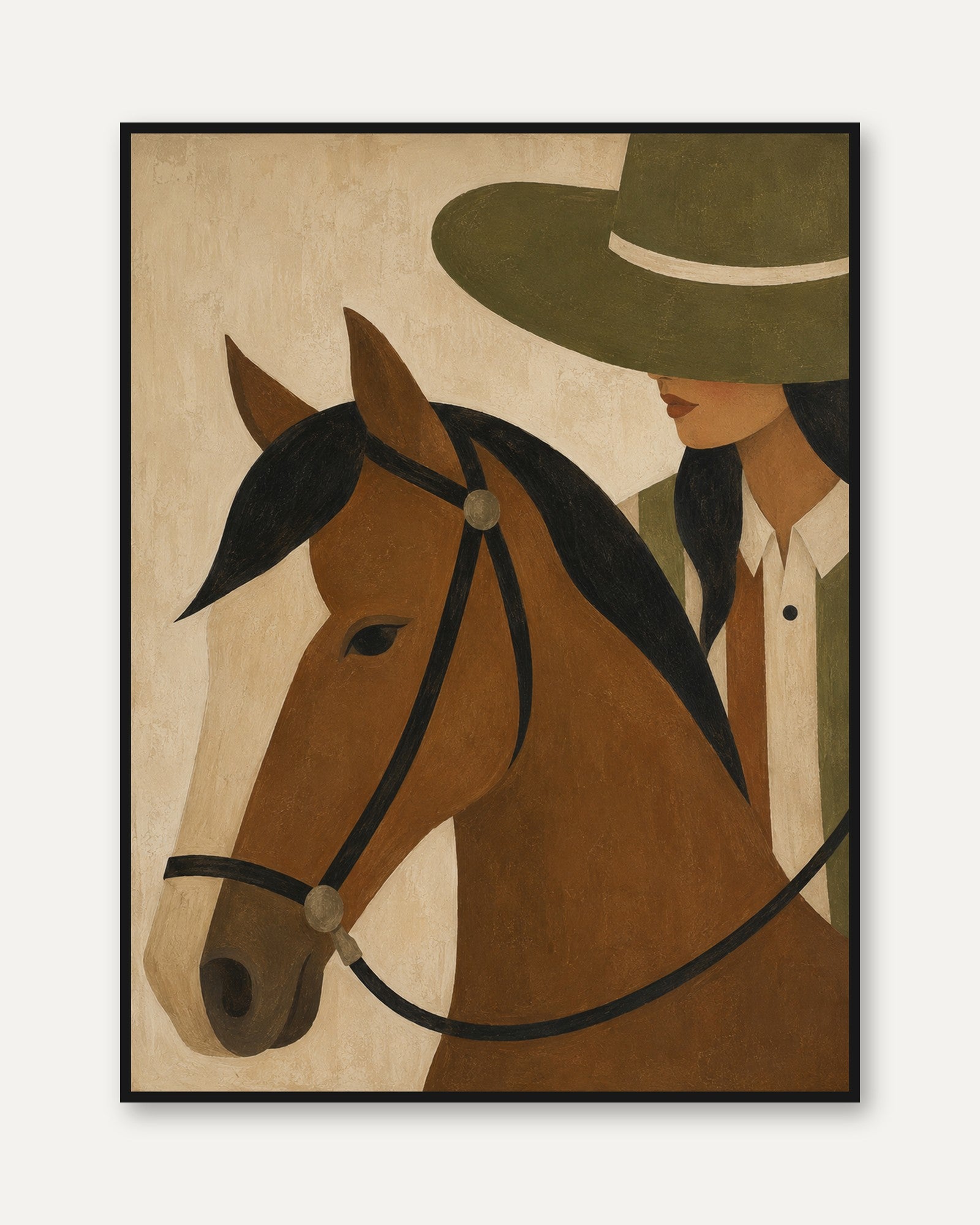Horse and Rider Print – Equestrian Wall Art - framed