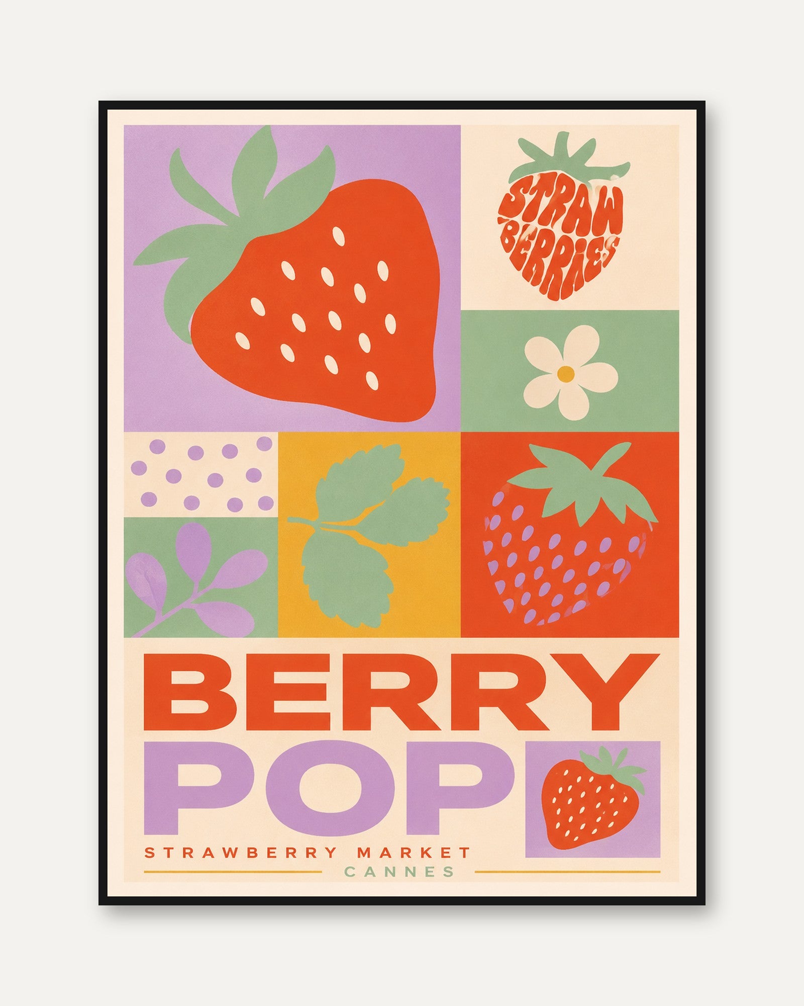 Strawberry Pop Art Print - framed