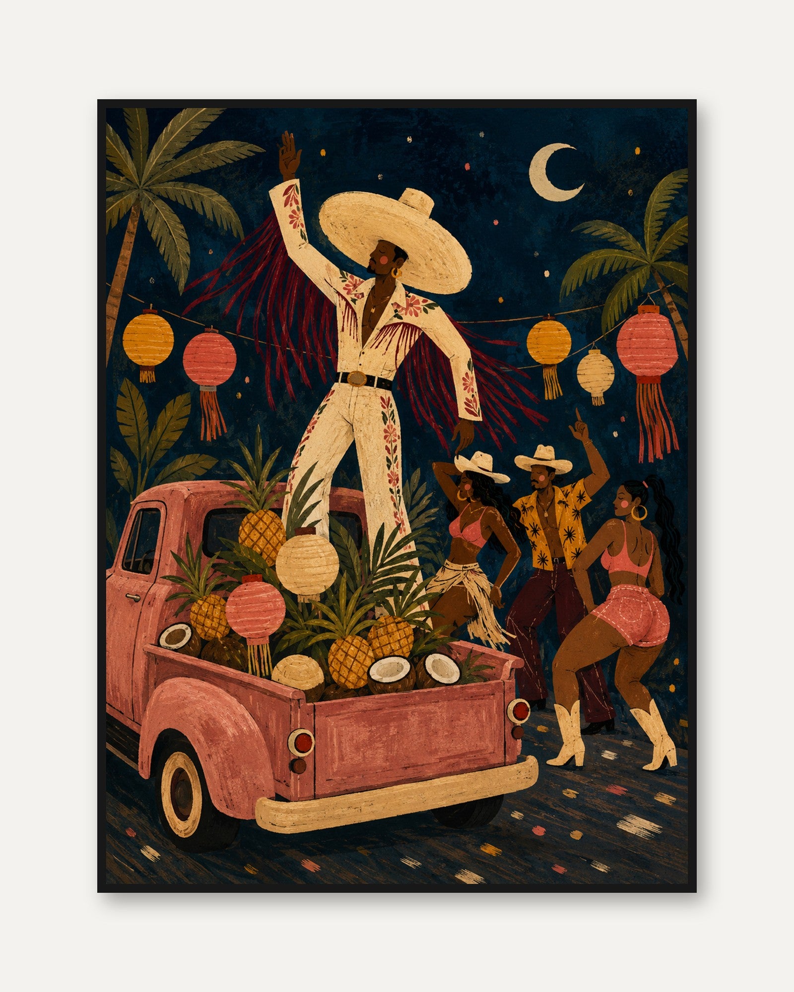 Mexican Fiesta Wall Art – Vintage Truck Print - framed