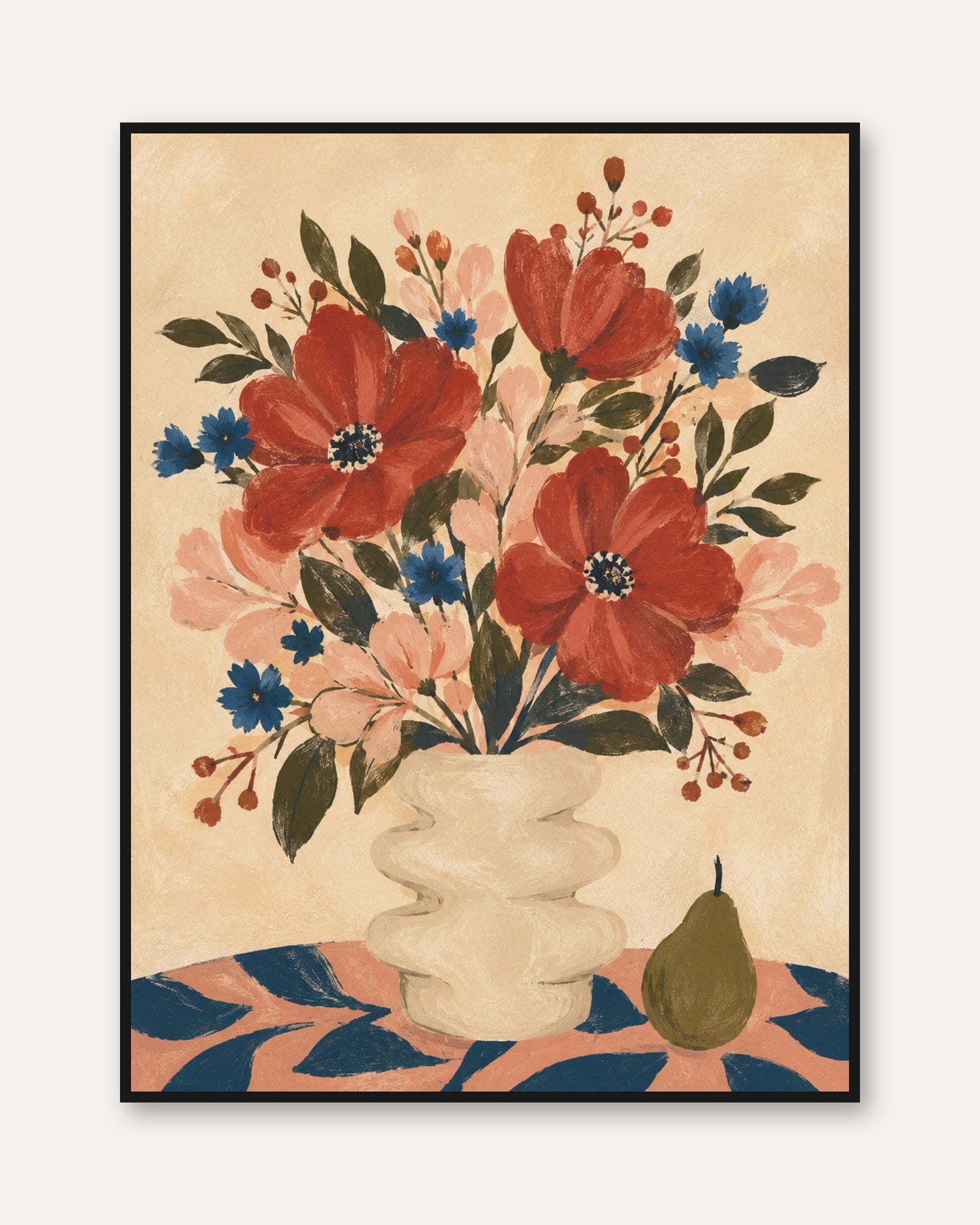 Folk Art Floral Print - framed