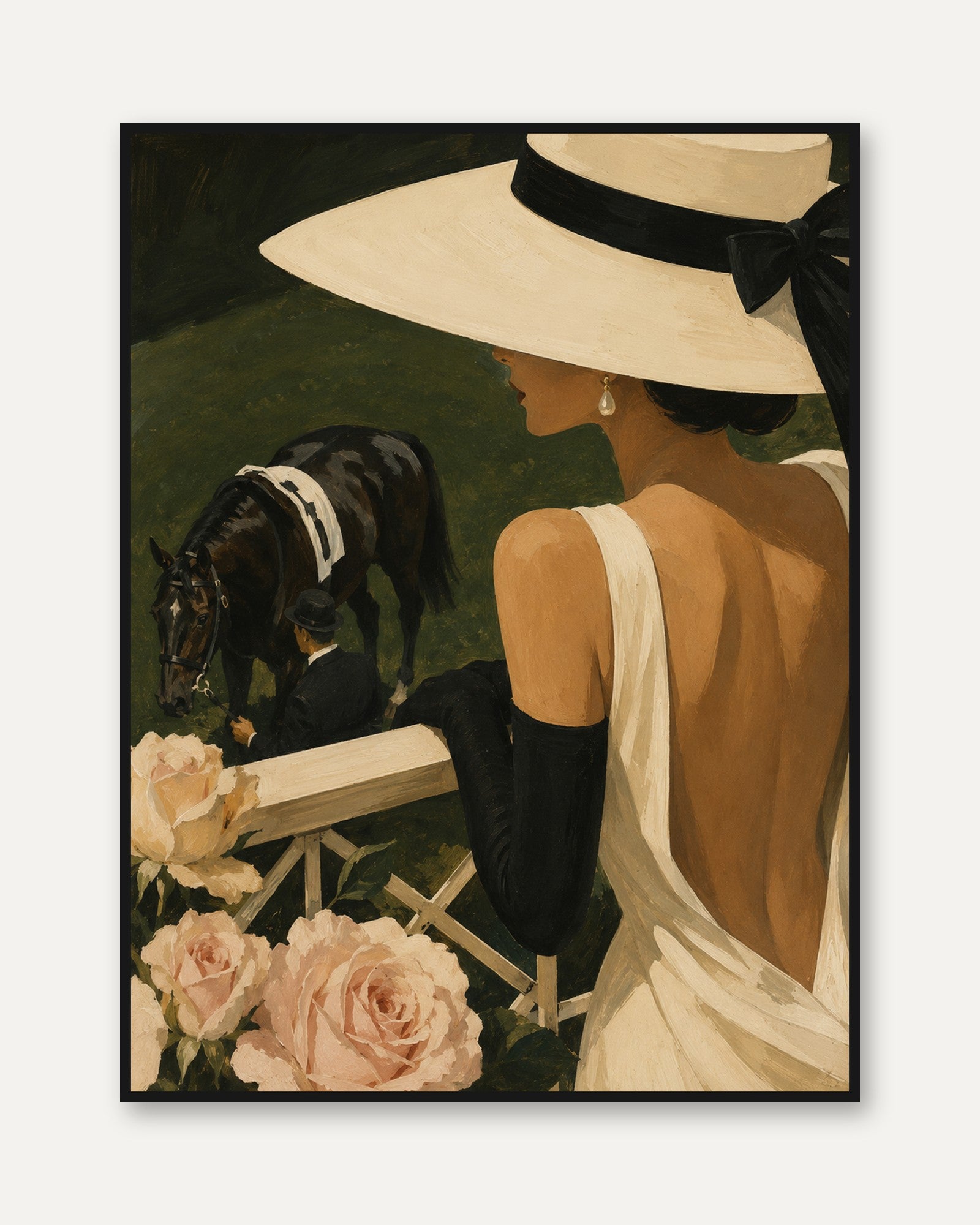 Equestrian Wall Art: Vintage Derby Woman - framed