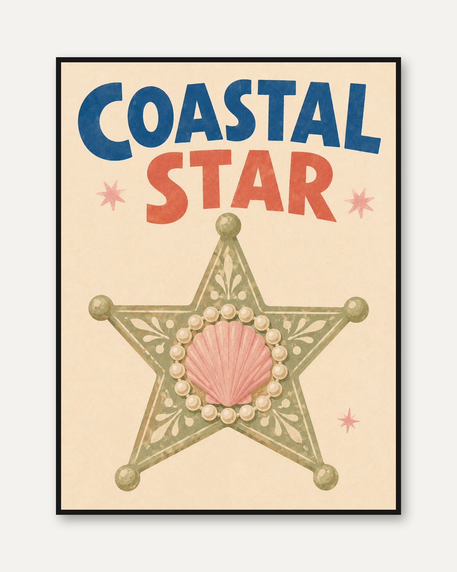 Coastal Wall Art – Vintage Beach Print - framed