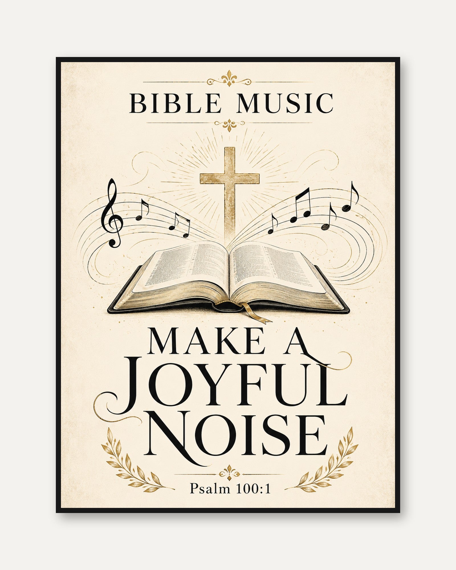 Bible Verse Wall Art – Psalm 100:1 Print - framed
