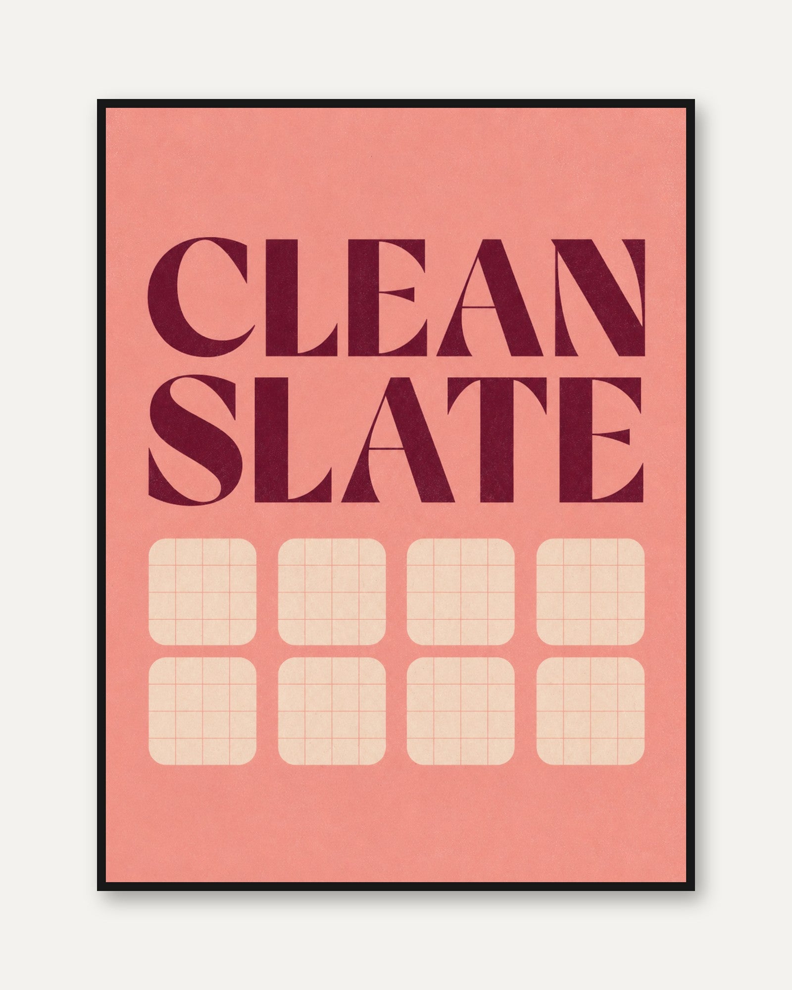 Clean Slate Print: Retro Habit Tracker Wall Art (Coral Pink) - framed