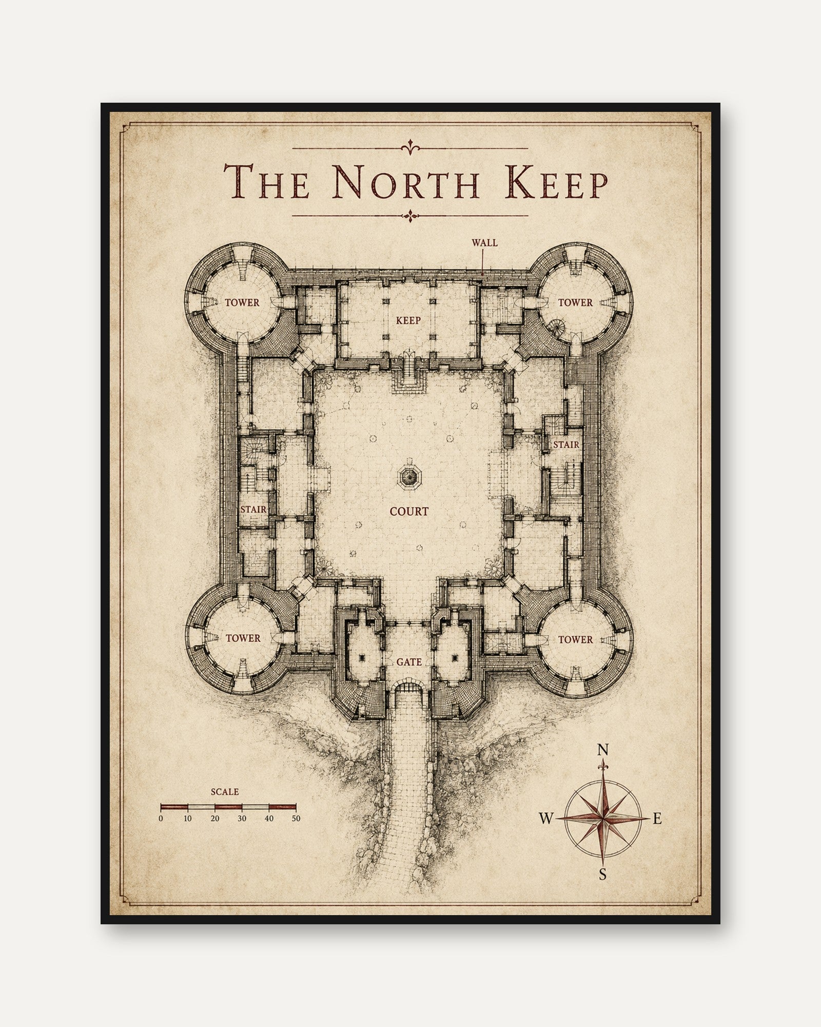 Castle Floor Plan Print - framed