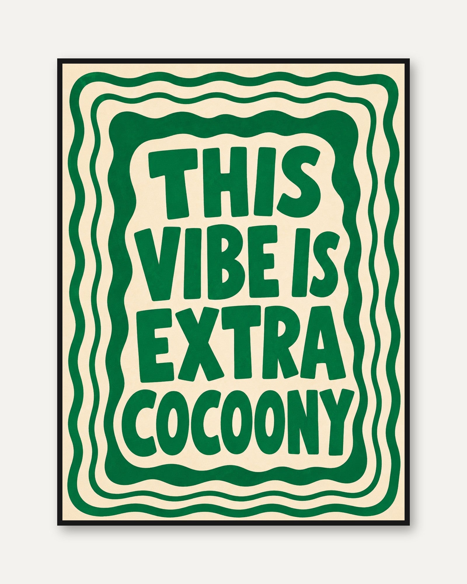 Groovy Retro Typography Print: 70s Green Wall Art - framed