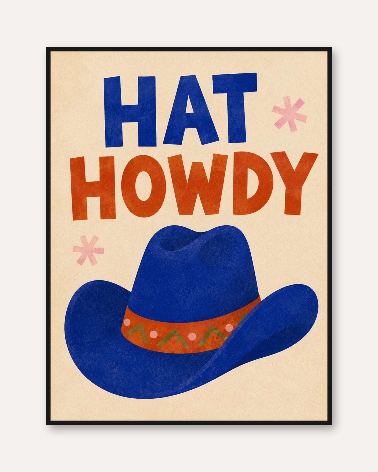 Cowboy Typography Print – Howdy Wall Art - framed
