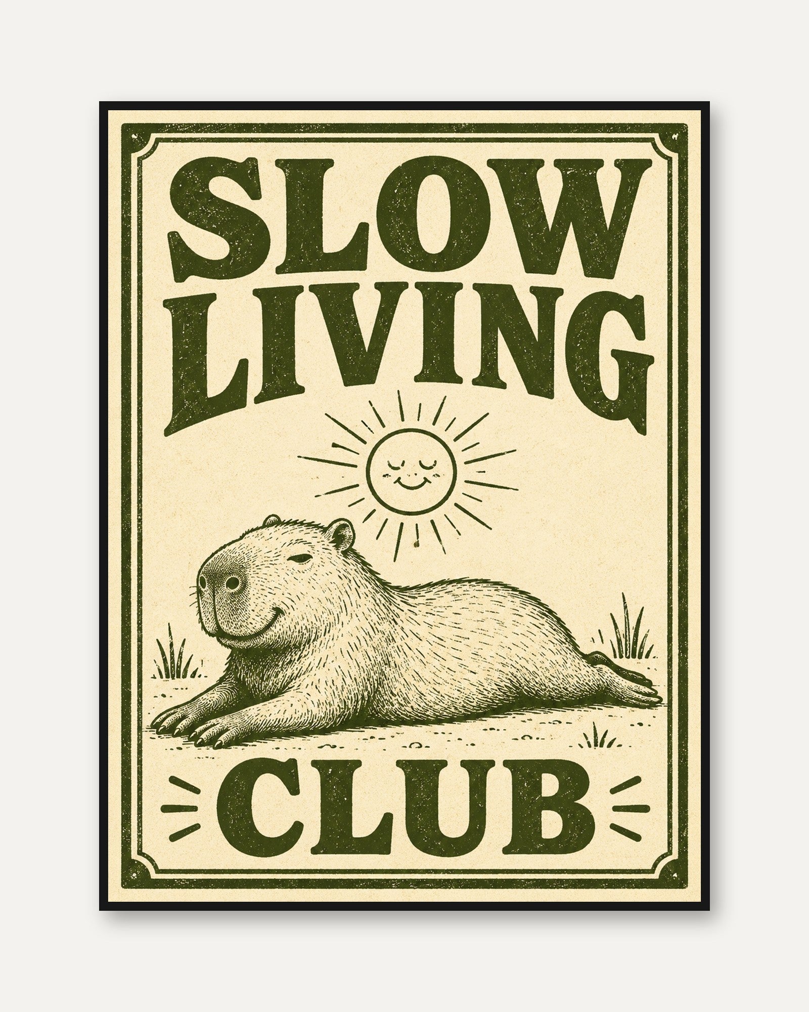 Slow Living Club Capybara Print - framed