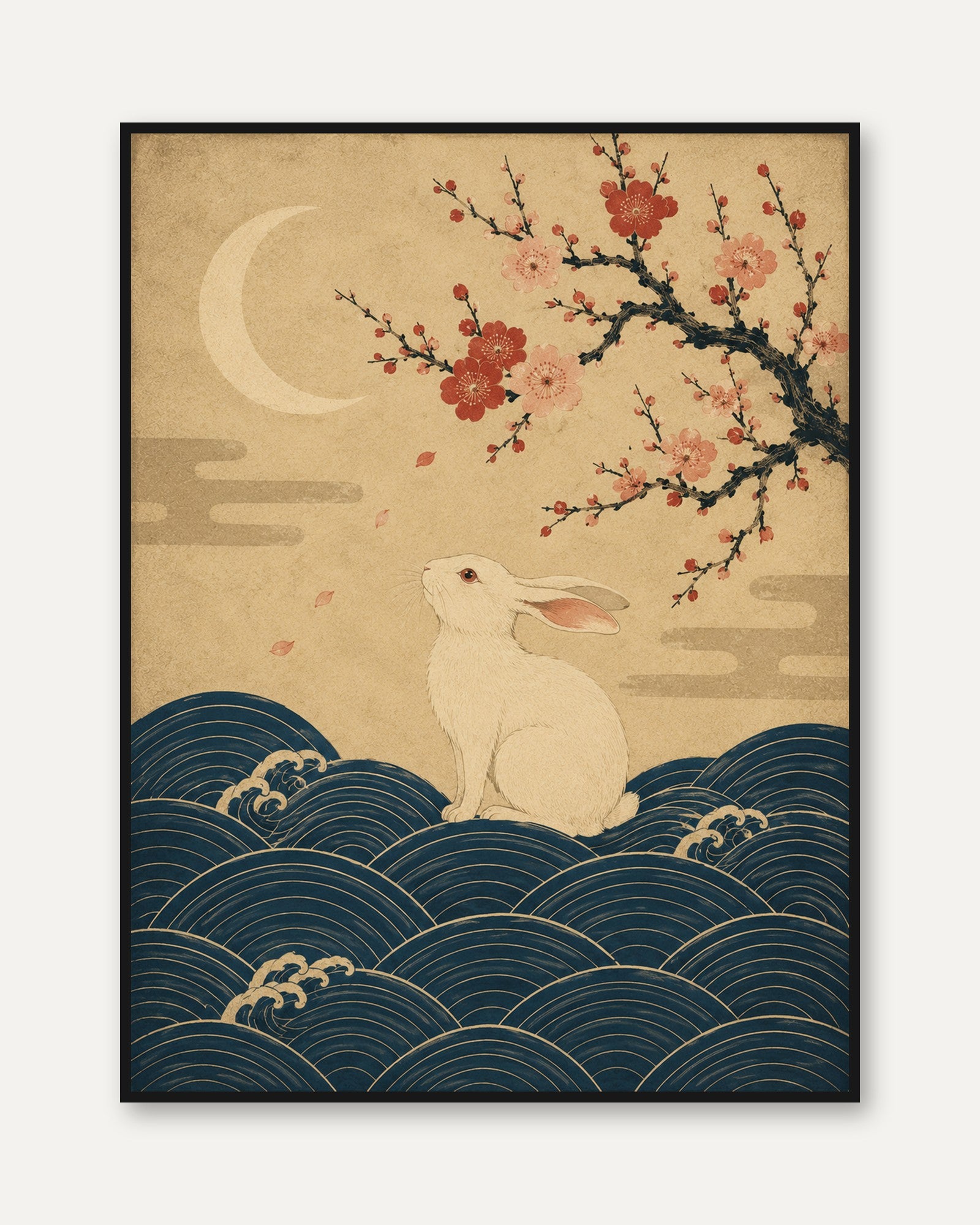Japanese Moon Rabbit Print - framed