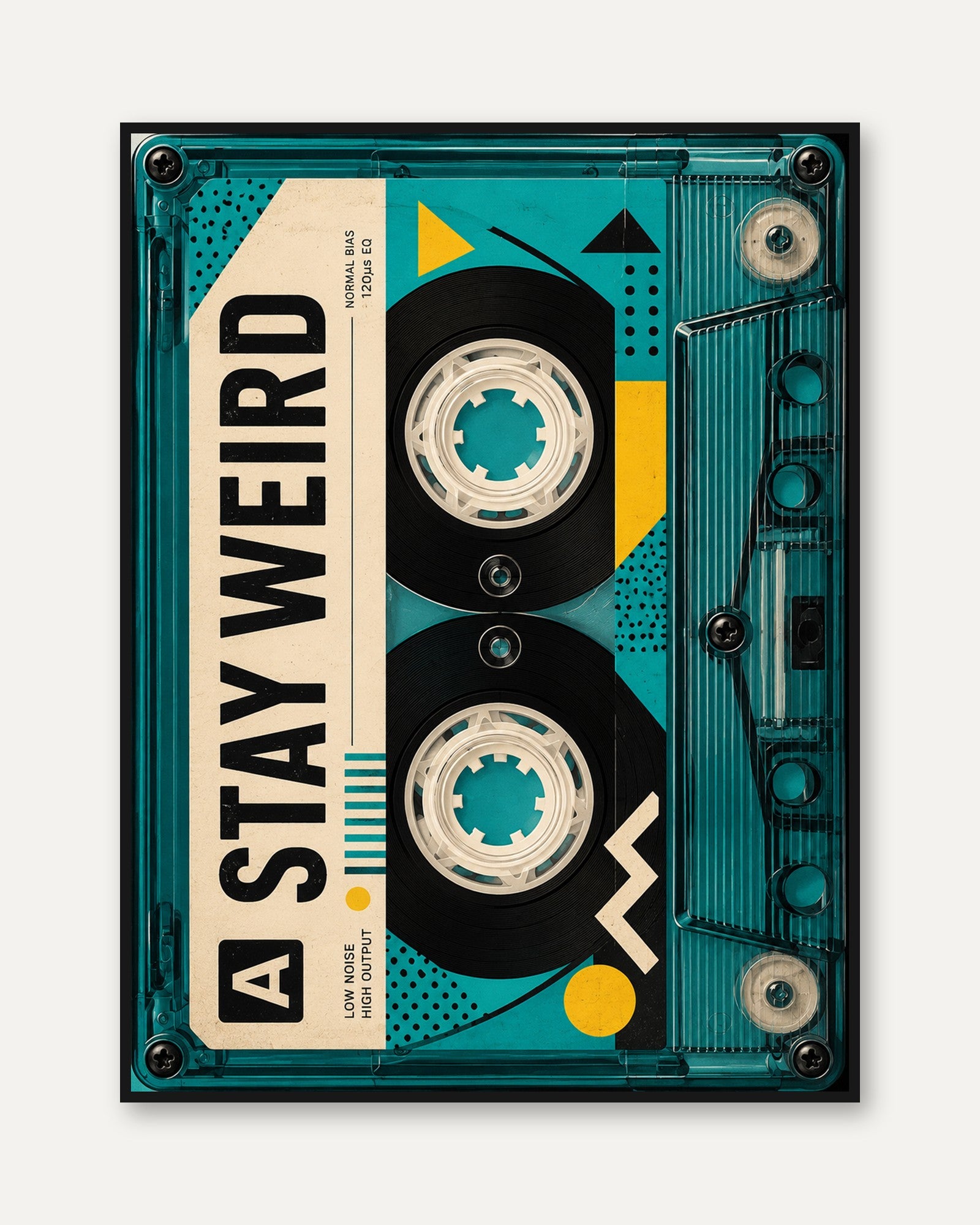 Cassette Tape Wall Art: Retro 80s Design - framed