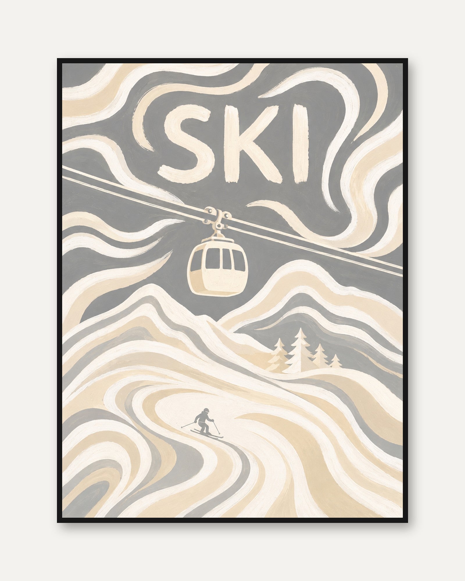 Ski Poster – Vintage Ski Lift Print - framed