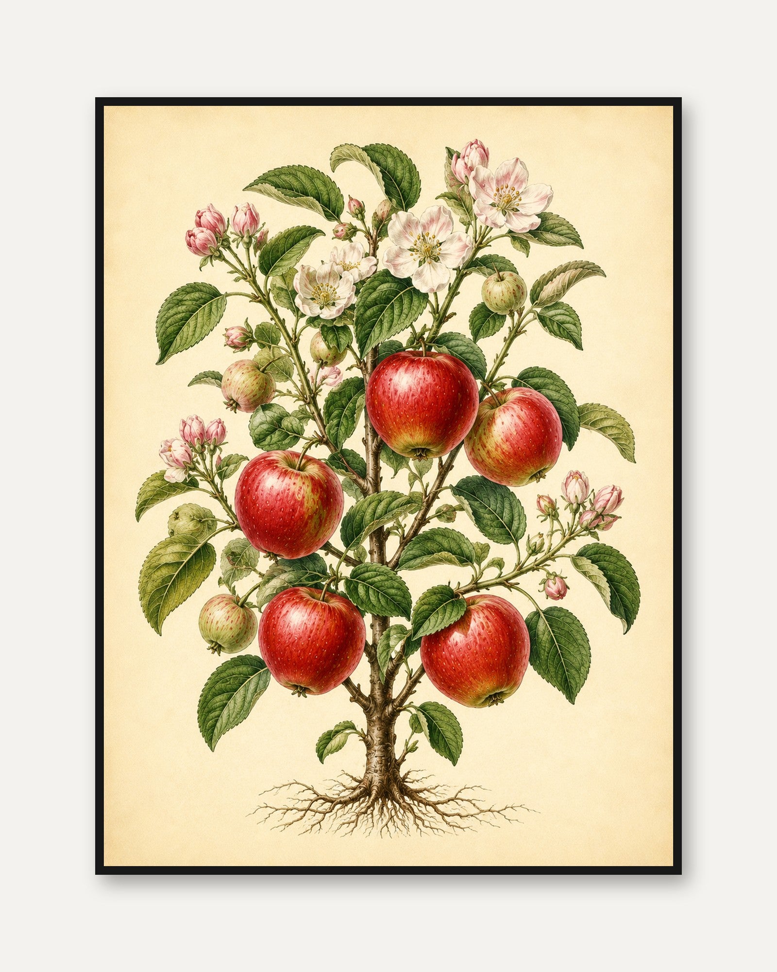 Apple Tree Botanical Print: Vintage Scientific Illustration - framed