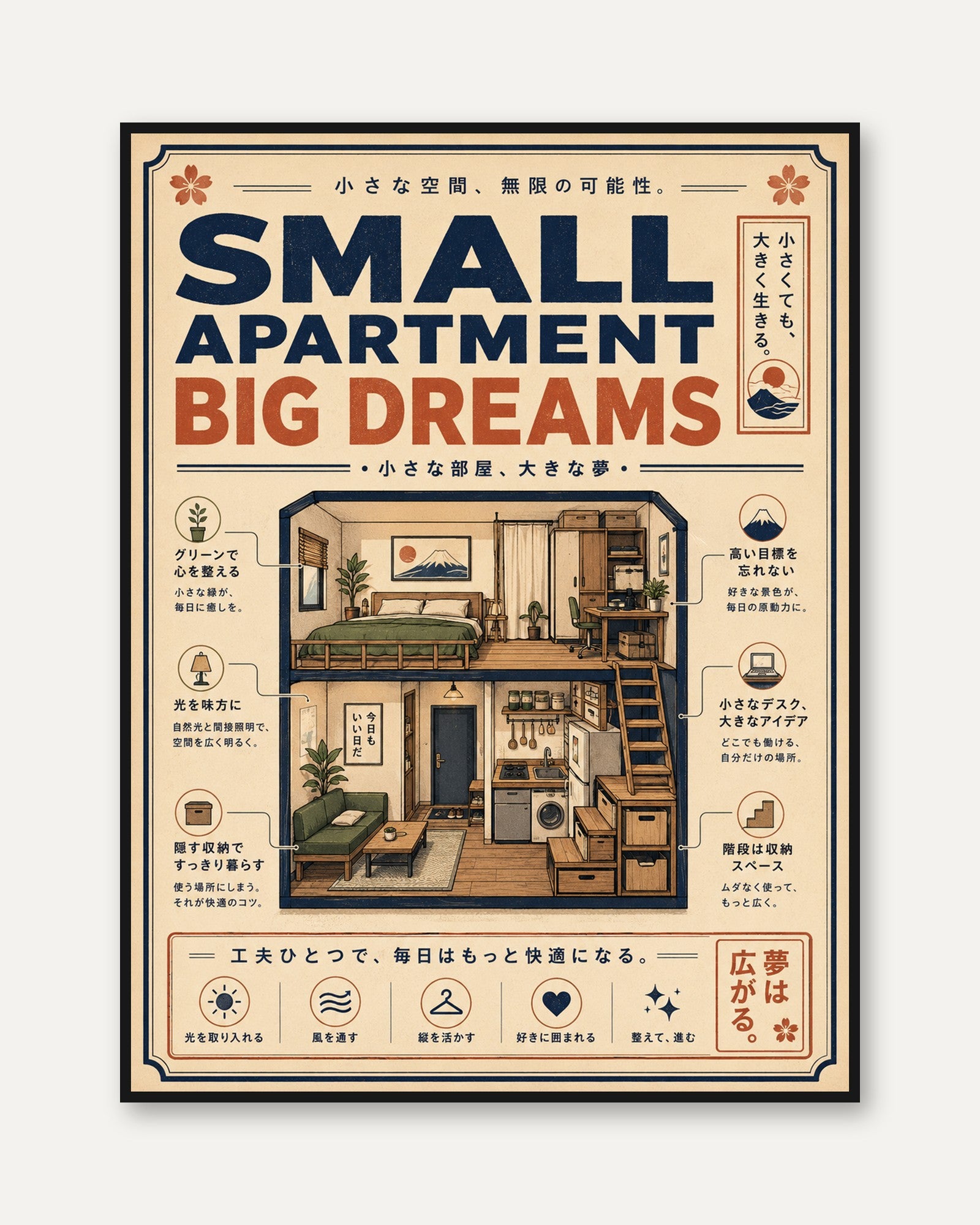 Japanese Apartment Poster - framed