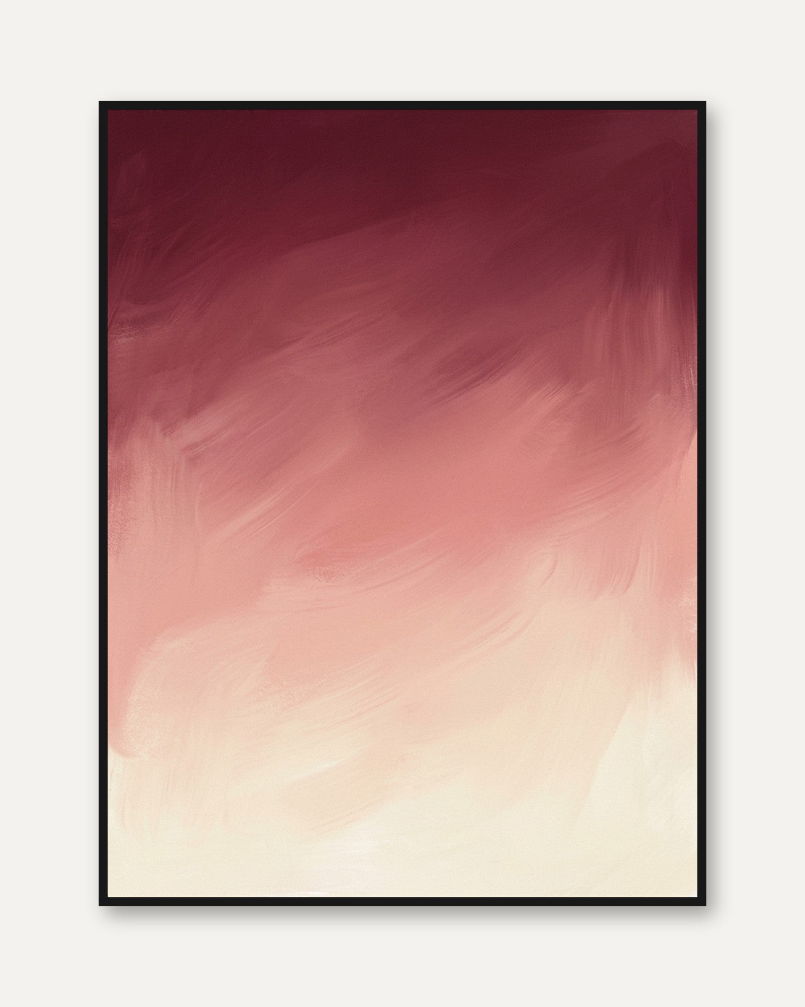Abstract Ombre Gradient Print — Burgundy to Cream Fade - framed