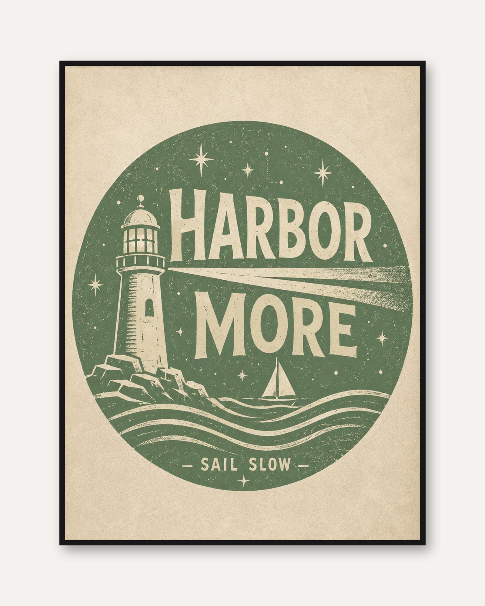 Lighthouse Wall Art: Vintage Coastal Style - framed