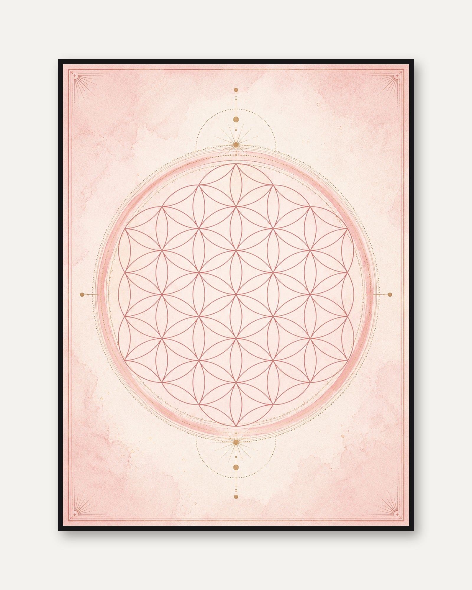 Sacred Geometry Mandala: Flower of Life Art Print - framed