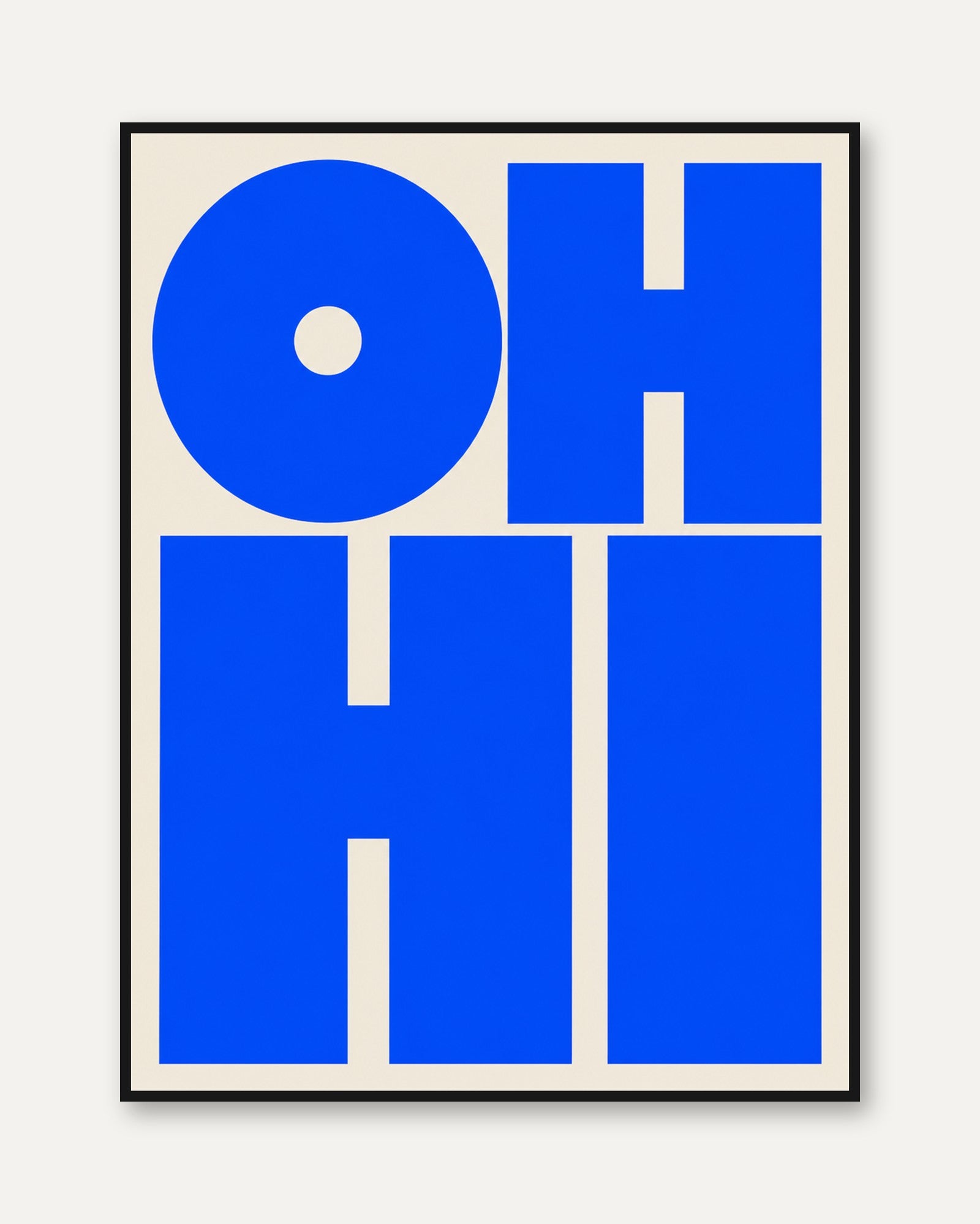 Ohio Typography Print — Bold Blue Geometric Lettering - framed
