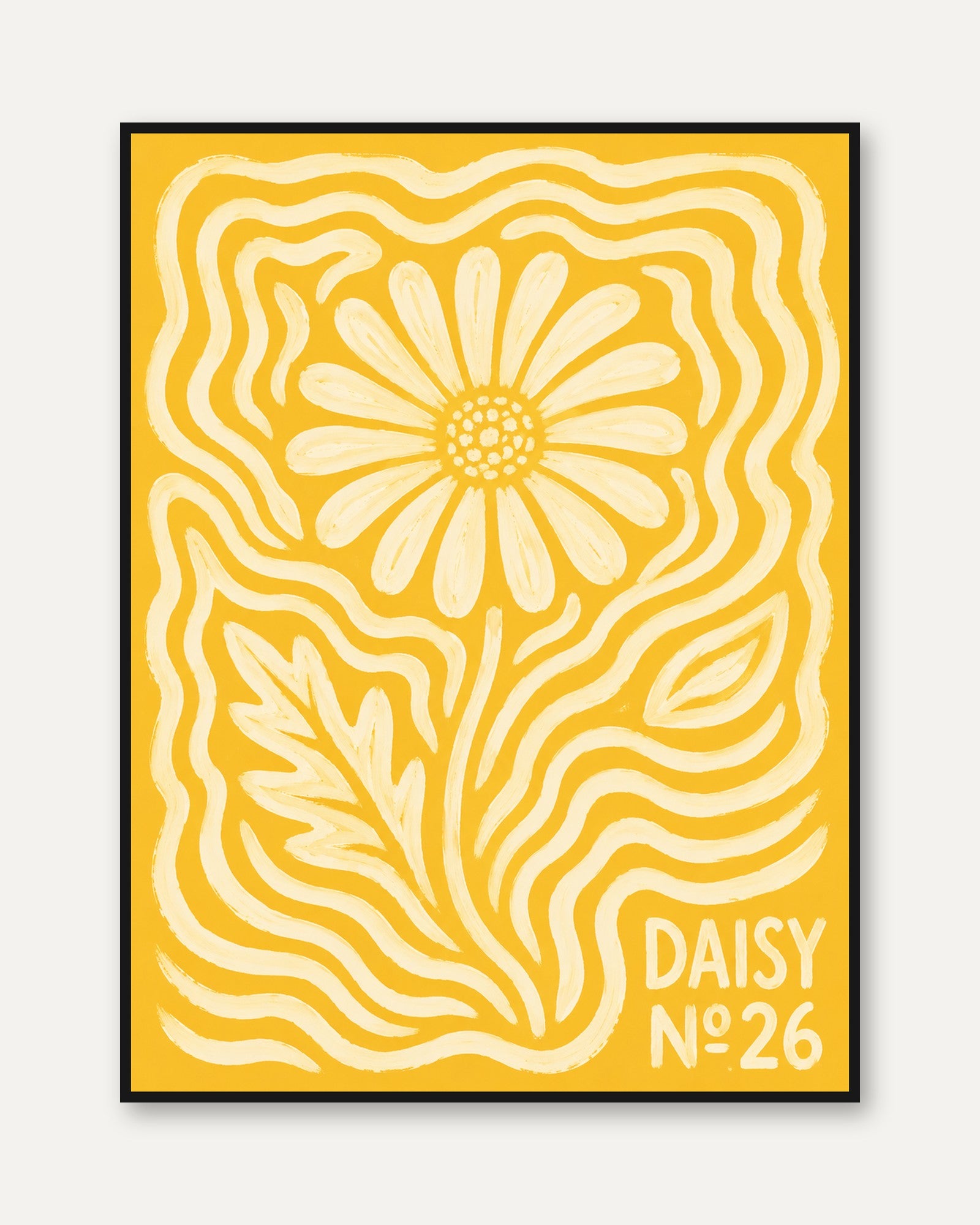 Retro Daisy Poster – Vintage Flower Wall Art - framed