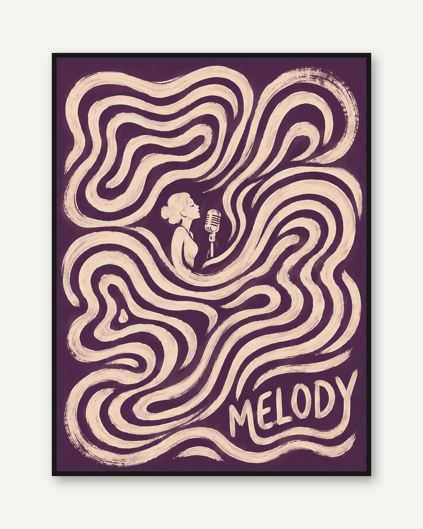 Vintage Music Poster – Retro Singer Wall Art - framed