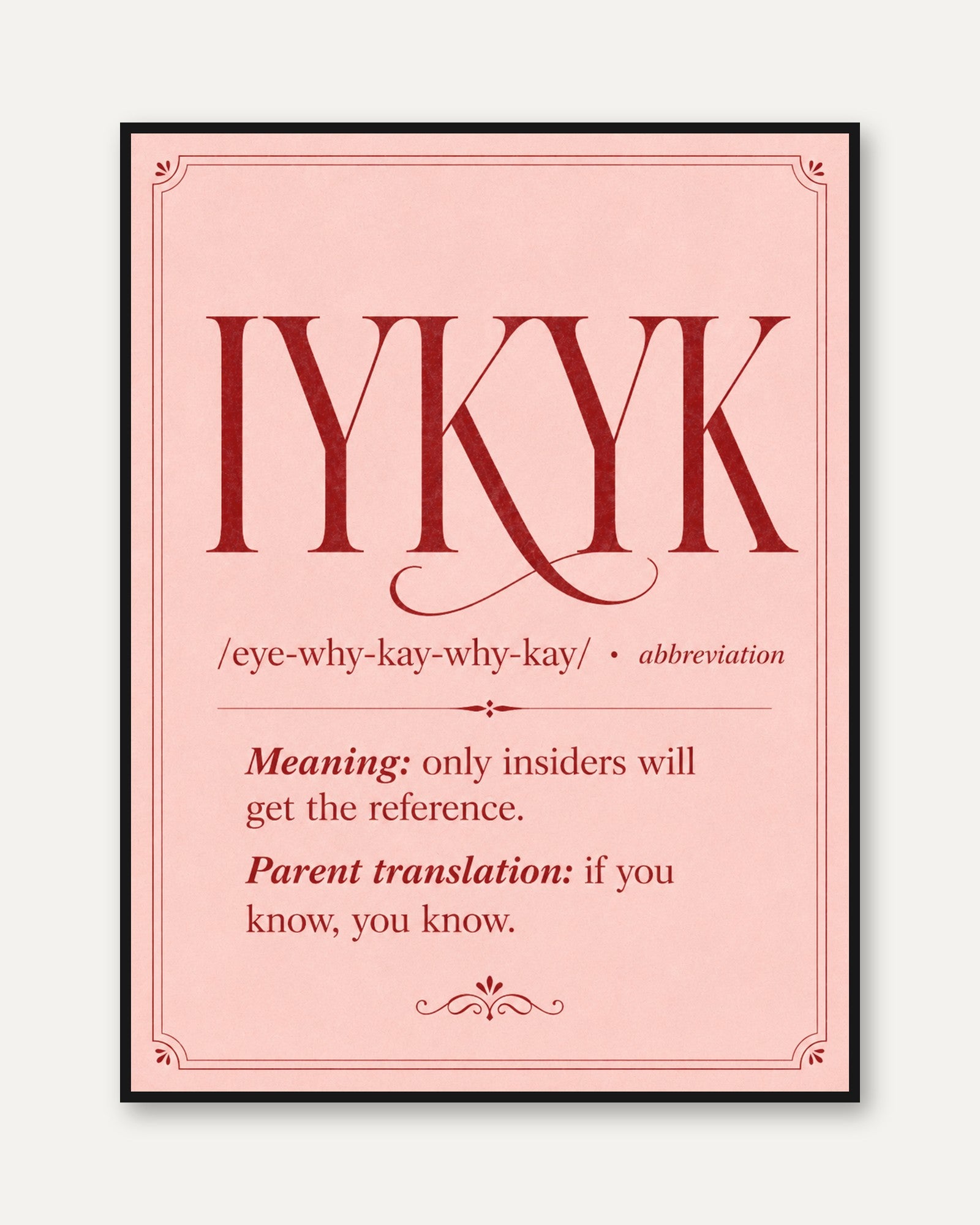 IYKYK Wall Art – Definition Print - framed