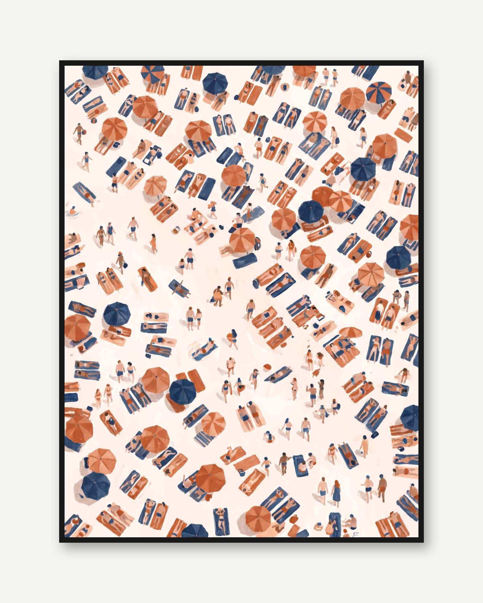 Beach Decor Wall Art Print — Aerial Sunbathers - framed