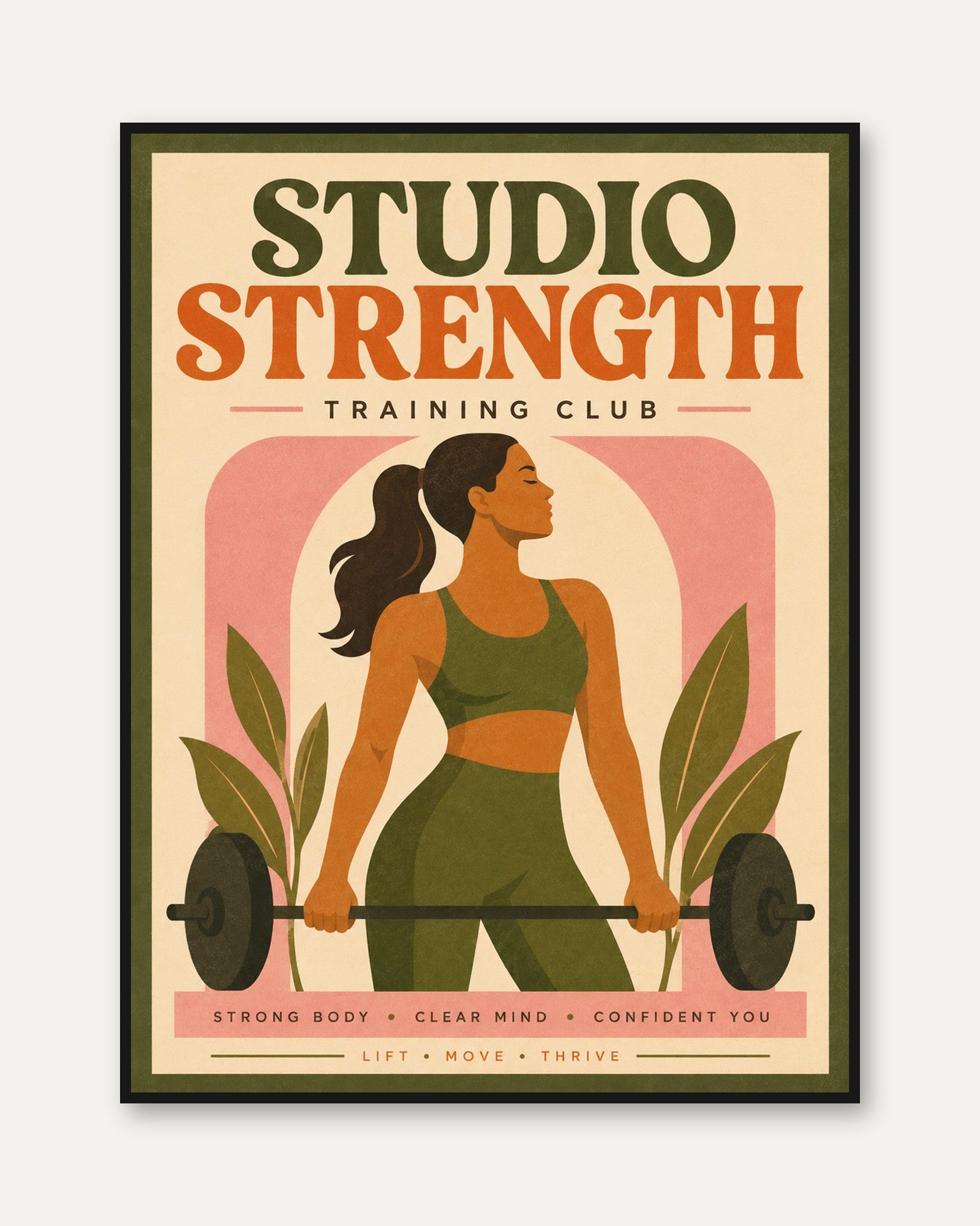 Retro Fitness Poster: Vintage Strength Training Wall Art - framed