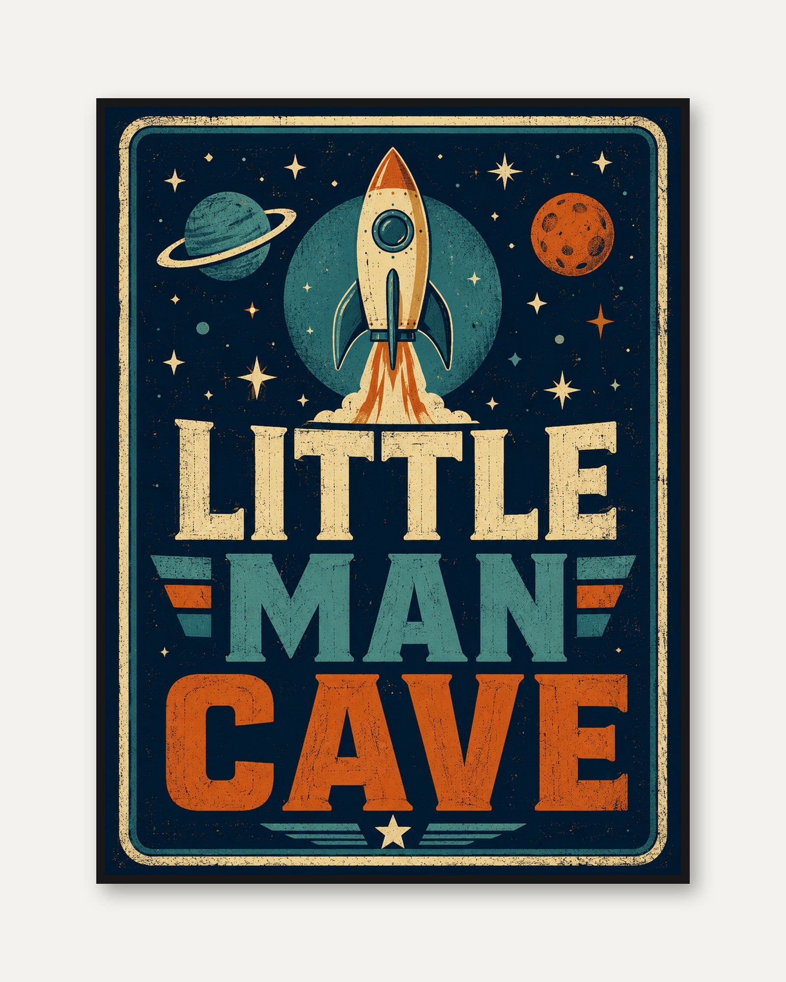 Space Nursery Wall Art – Rocket Ship Print - framed