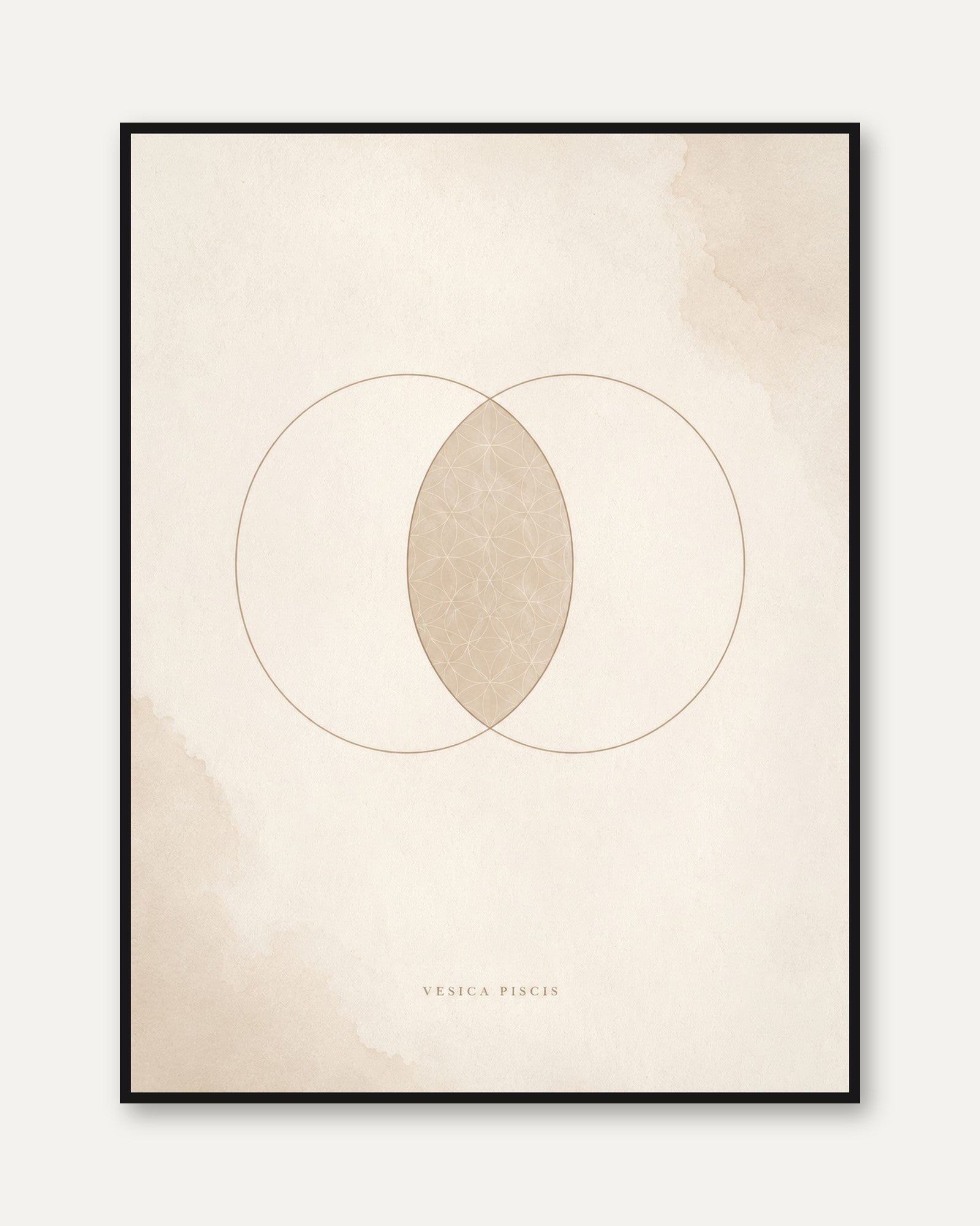 Sacred Geometry Print: Vesica Piscis Symbol (Minimalist Neutral Art) - framed