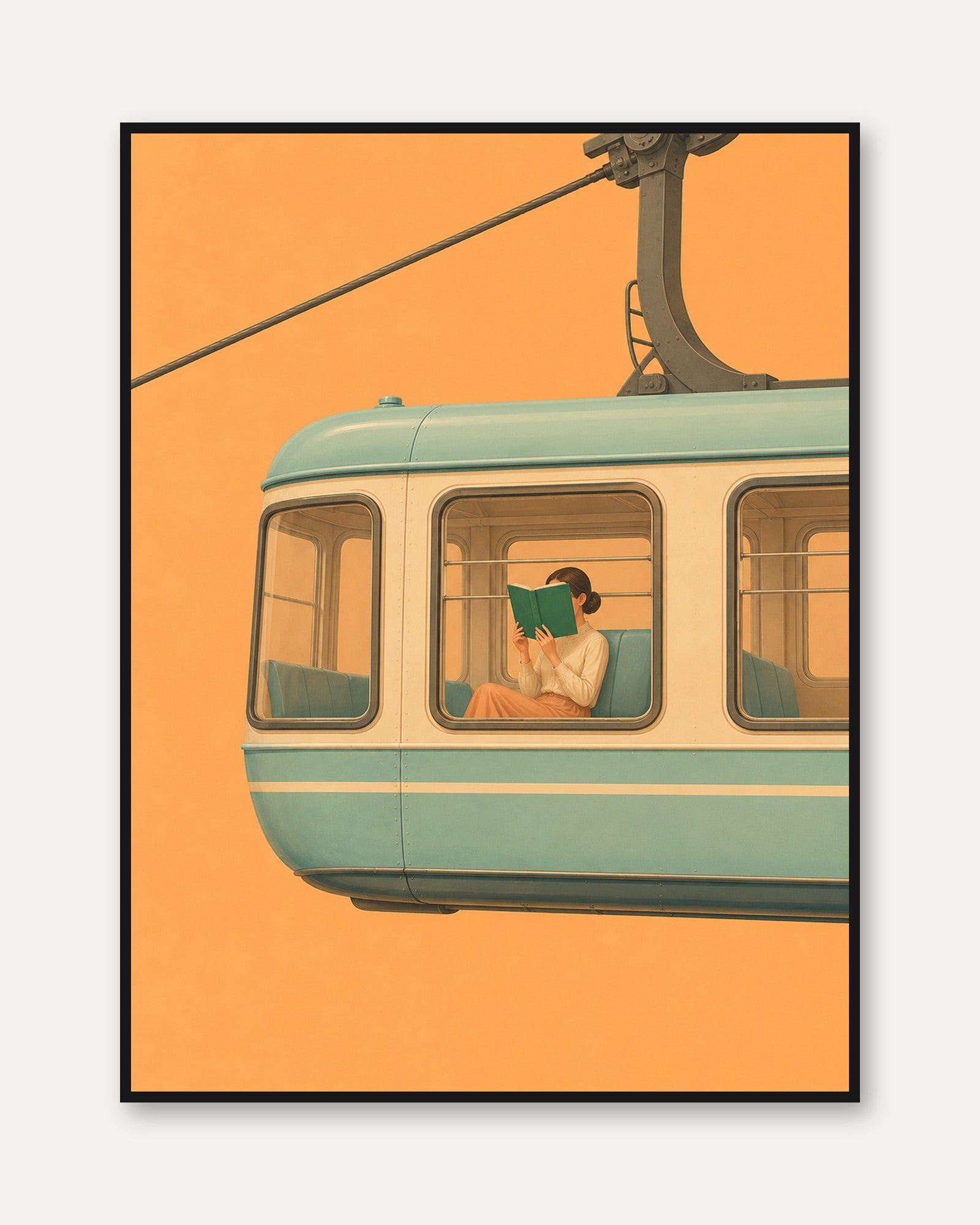Vintage Trolley Poster – Retro Travel Wall Art - framed