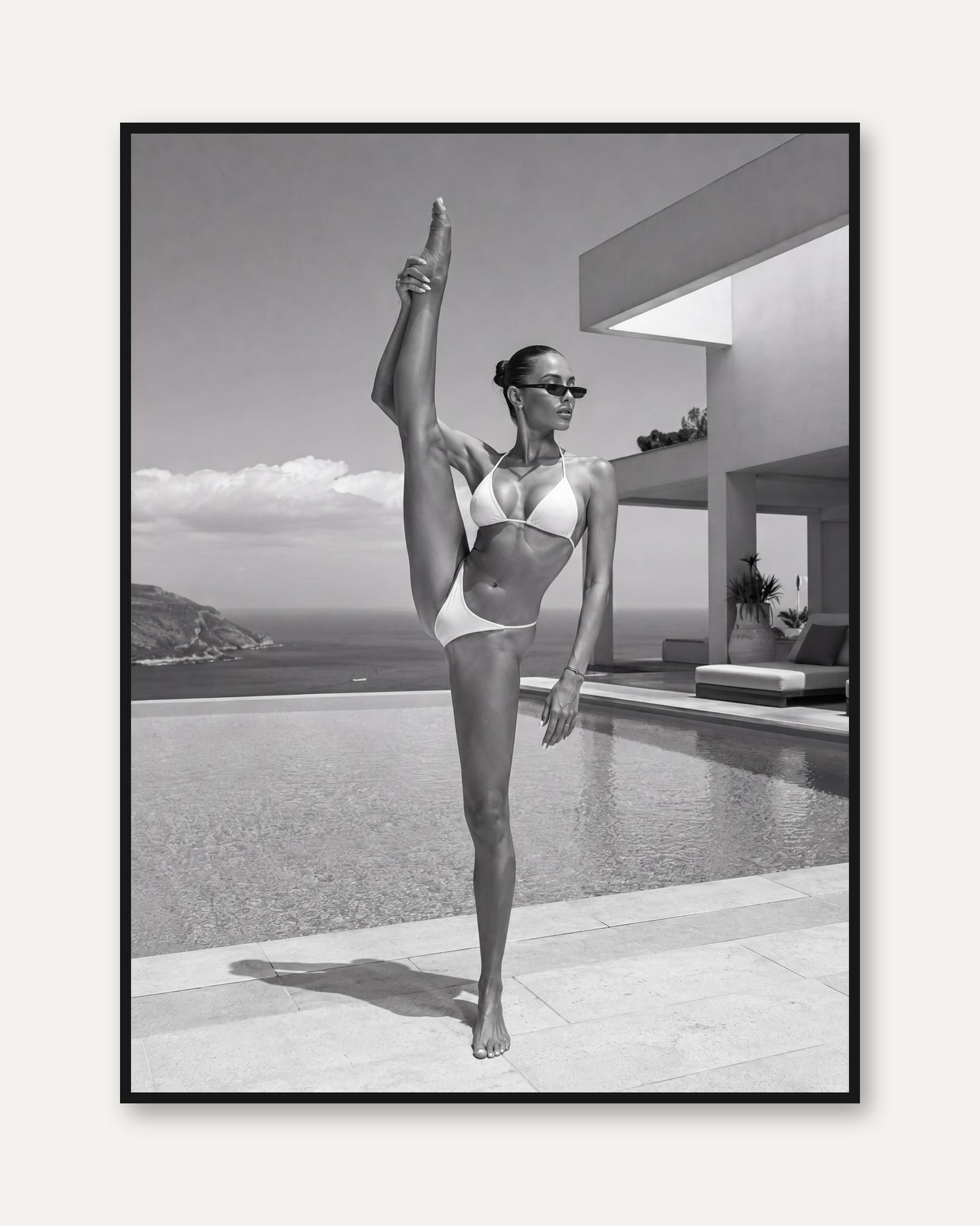 Yoga Wall Art – Black and White Photography - framed