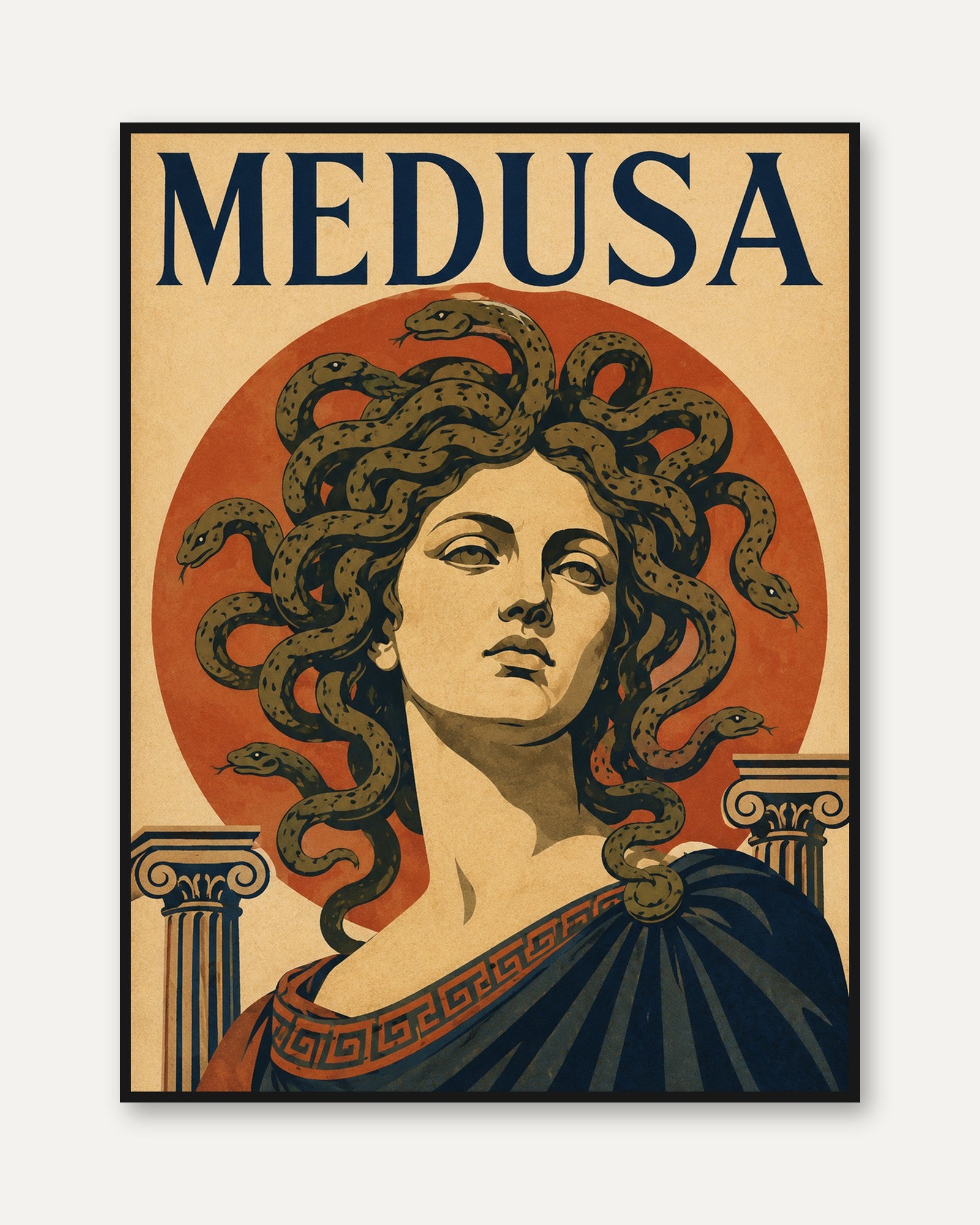 Greek Mythology Poster – Medusa Wall Art - framed